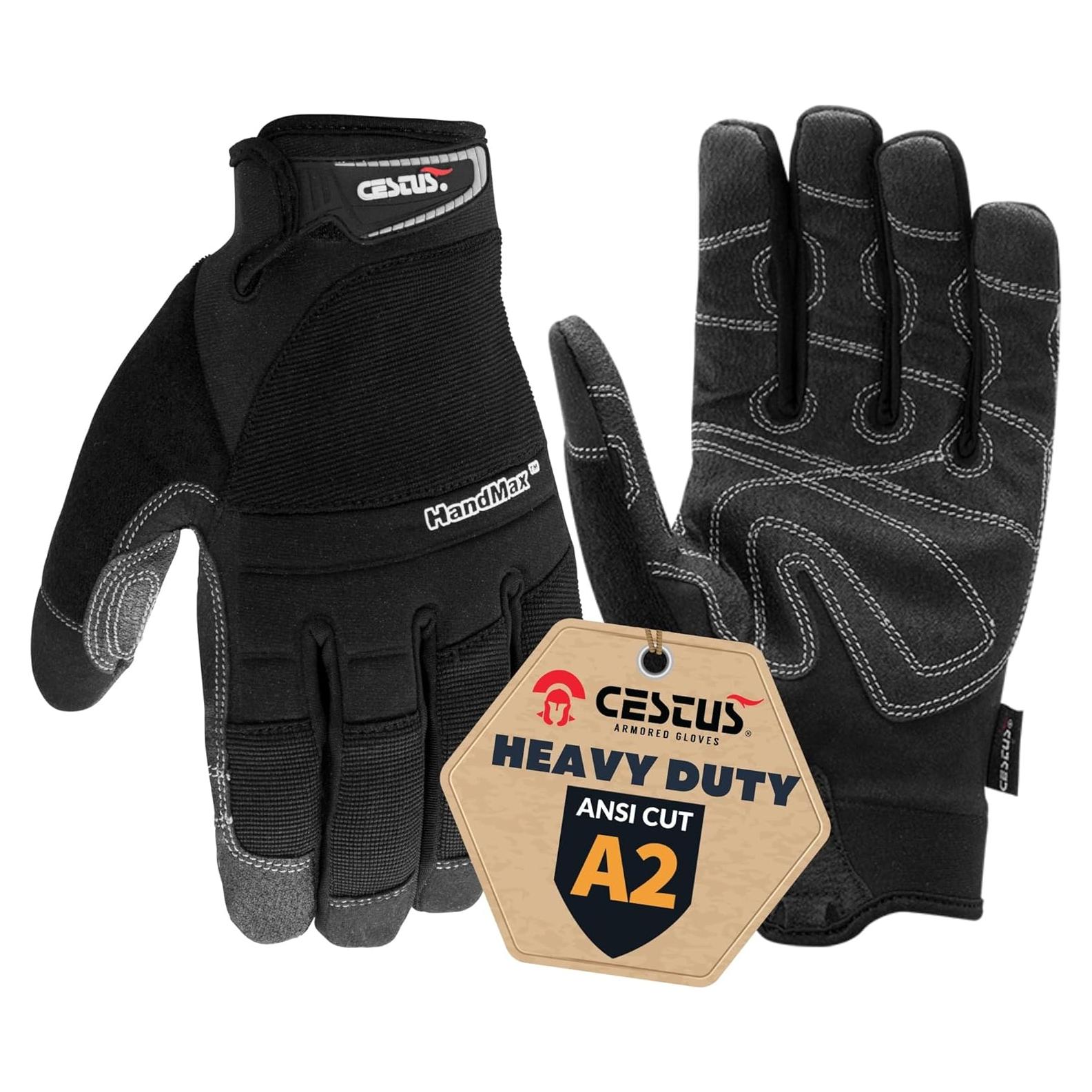 Guantes de Trabajo Pesados Cestus HandMax, Negro, Grande
