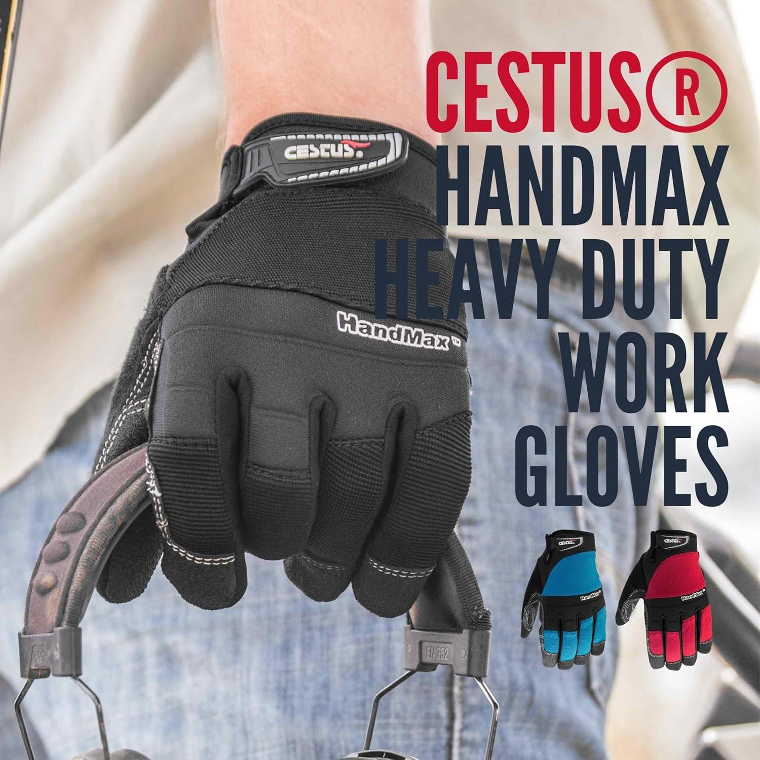 Guantes de Trabajo Pesados Cestus HandMax, Negro, Grande