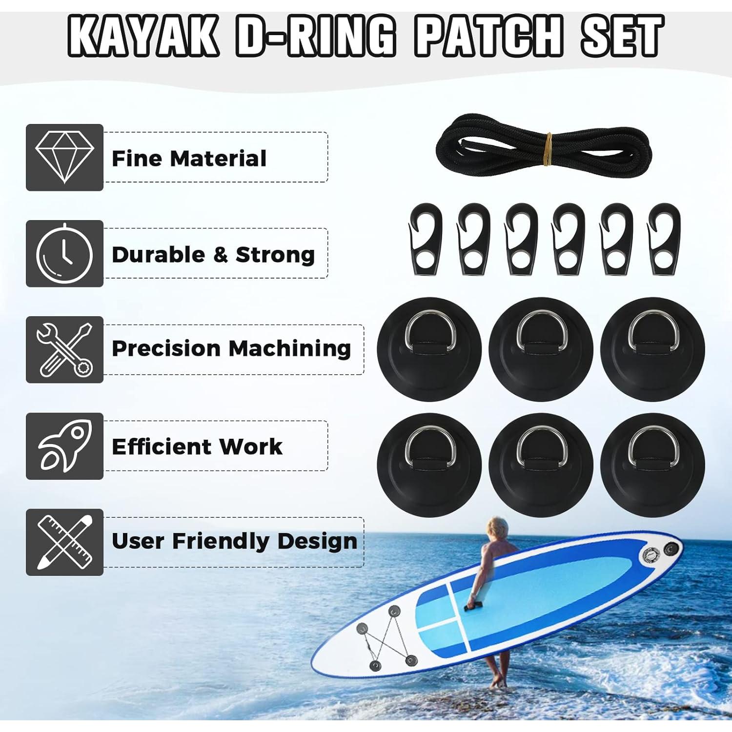 Yetaha Kit de Anclaje 6 Anillos D Acero Inoxidable y Cuerda 2.5m