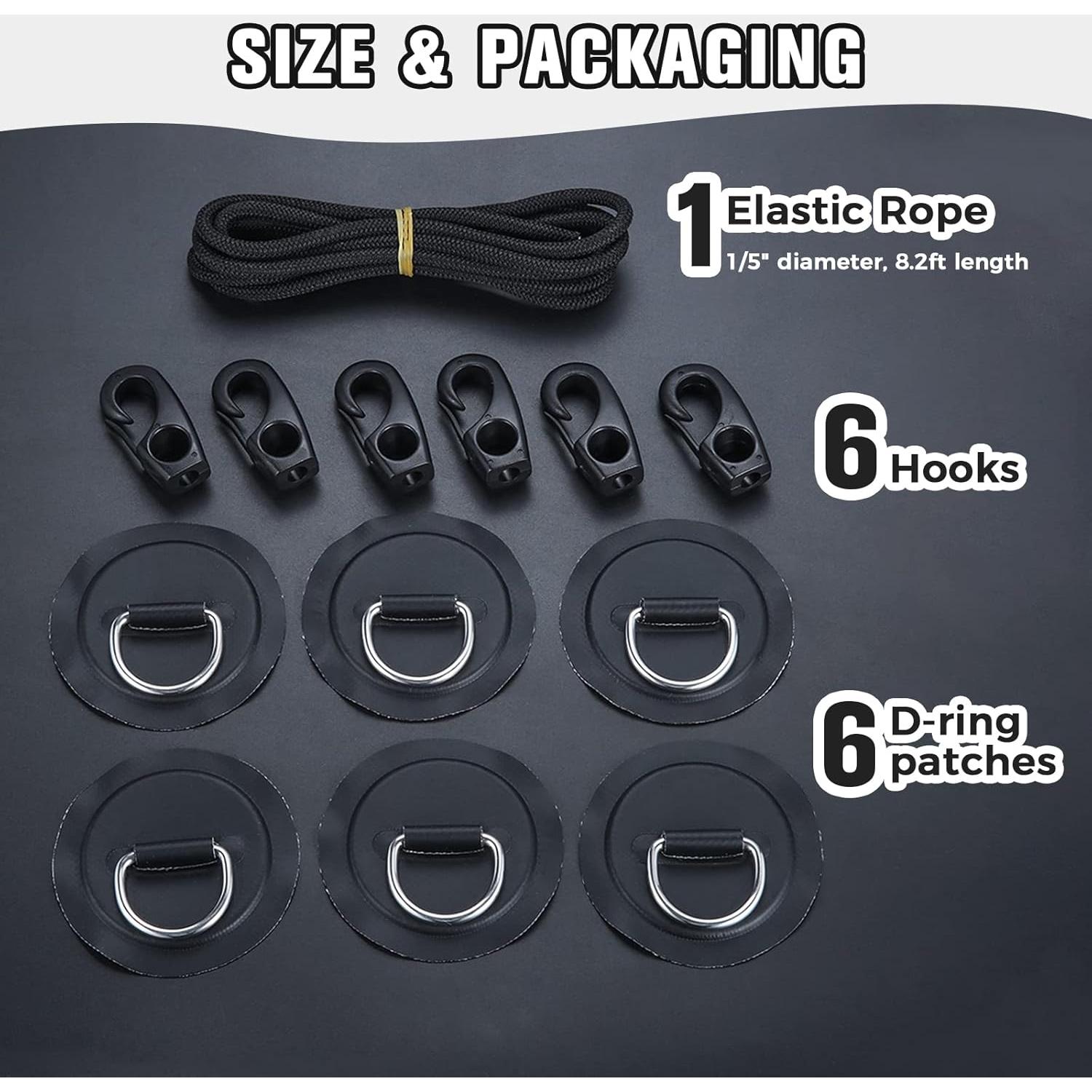 Yetaha Kit de Anclaje 6 Anillos D Acero Inoxidable y Cuerda 2.5m