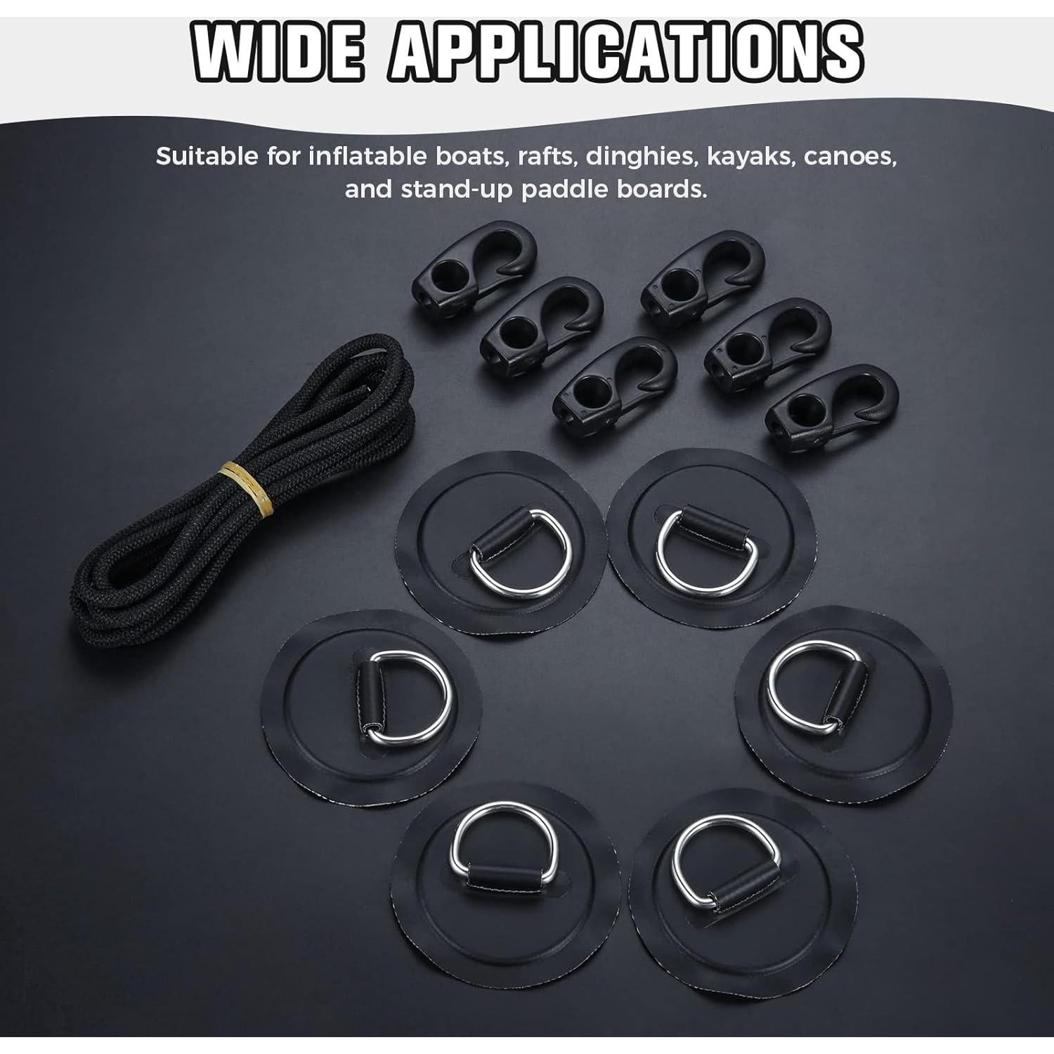 Yetaha Kit de Anclaje 6 Anillos D Acero Inoxidable y Cuerda 2.5m