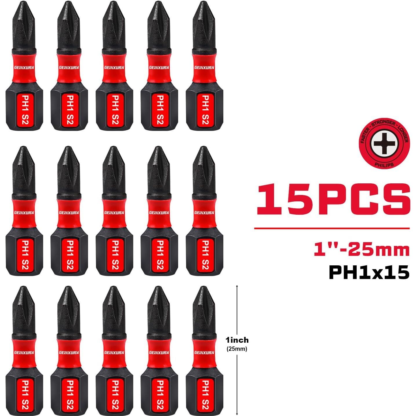 Juego de 15 Bits de Destornillador PH1 1" GEINXURN S2