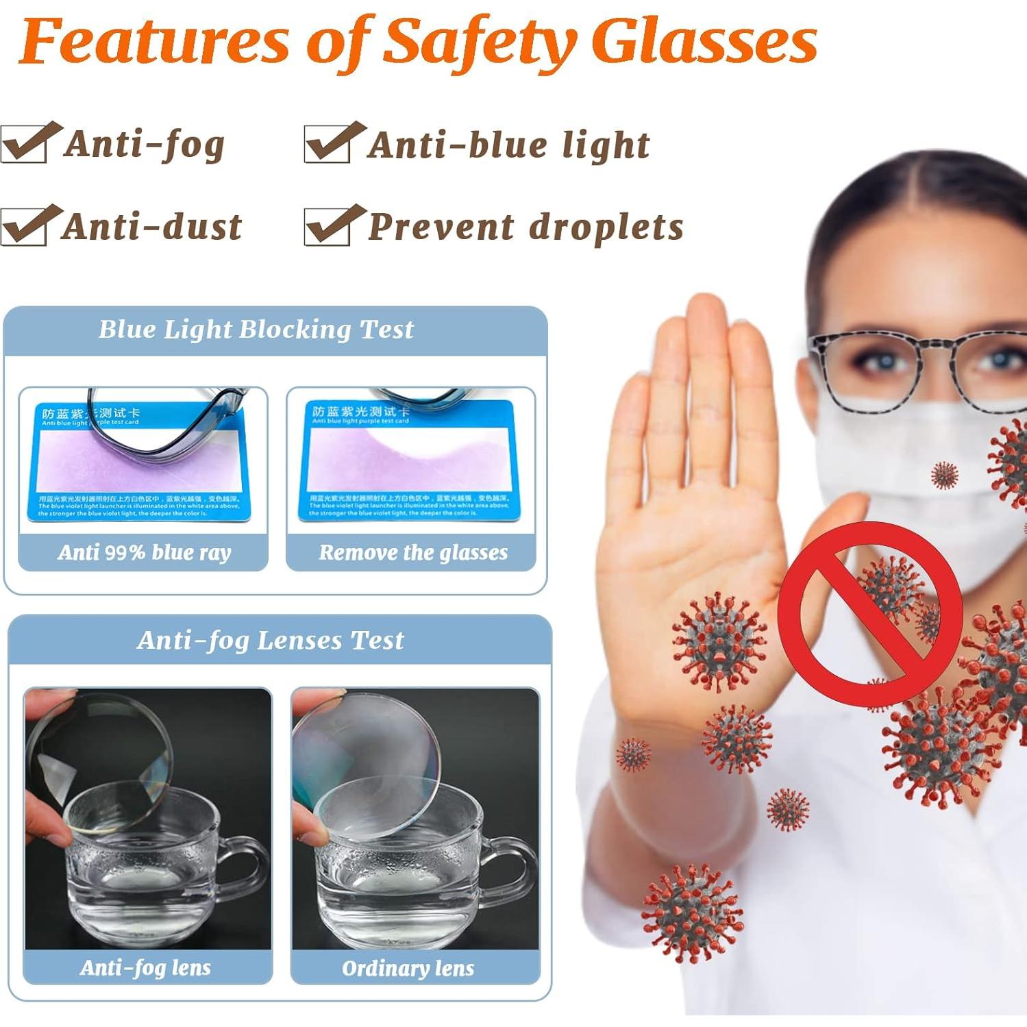 Gafas de Seguridad Antivaho BOBLUEON Claras Luz Azul