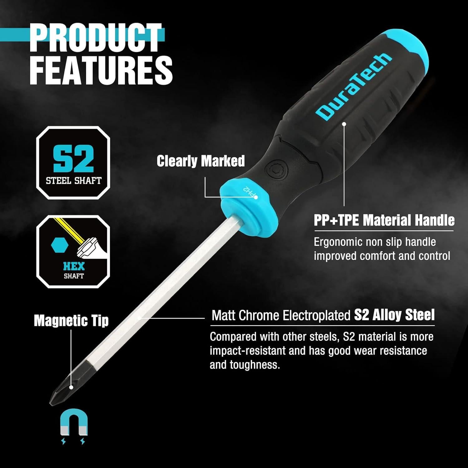 Juego de Destornilladores Magnéticos DURATECH 5 Pcs con Bandeja