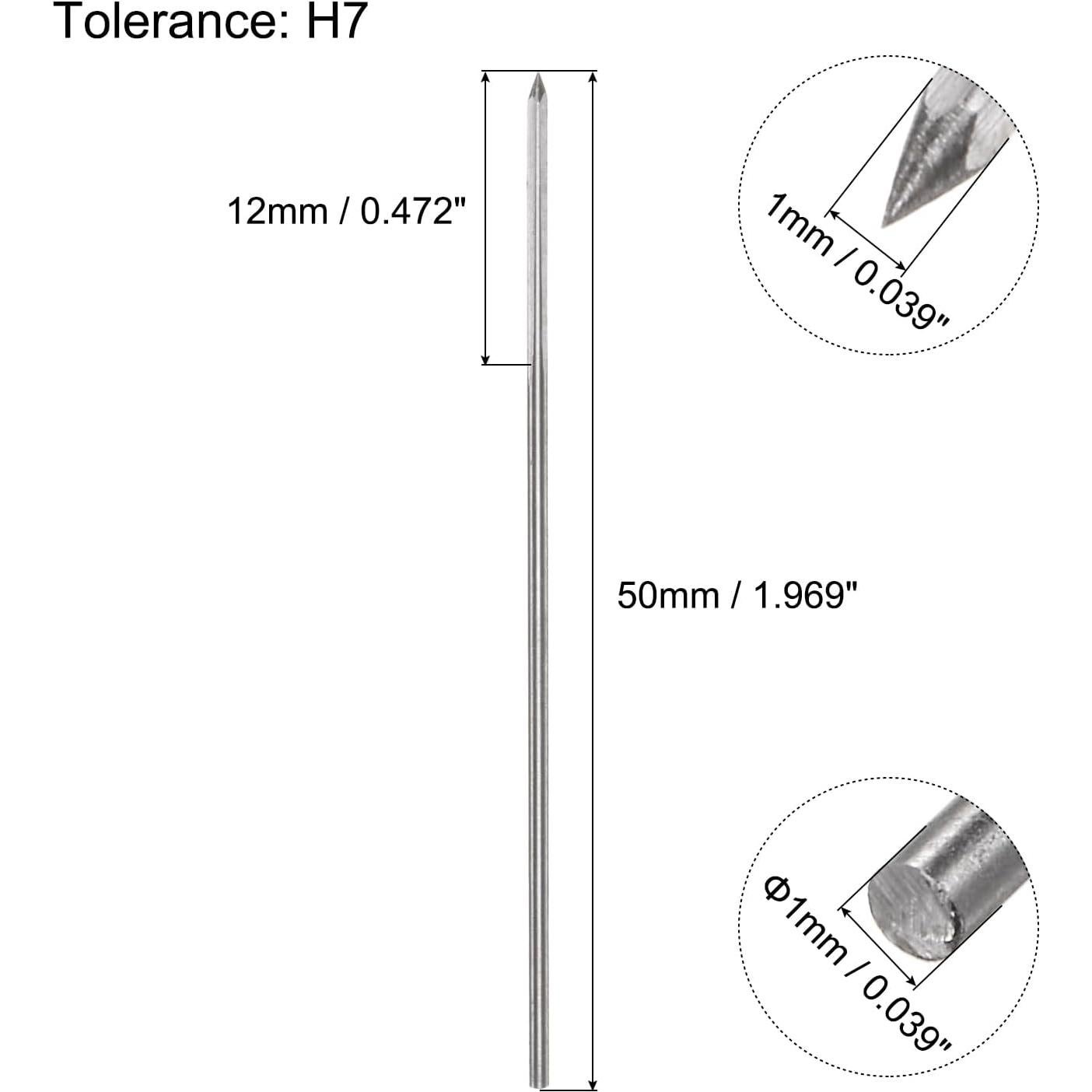 Broca Reamer Chucking 1mm H7 Acero Alta Velocidad uxcell