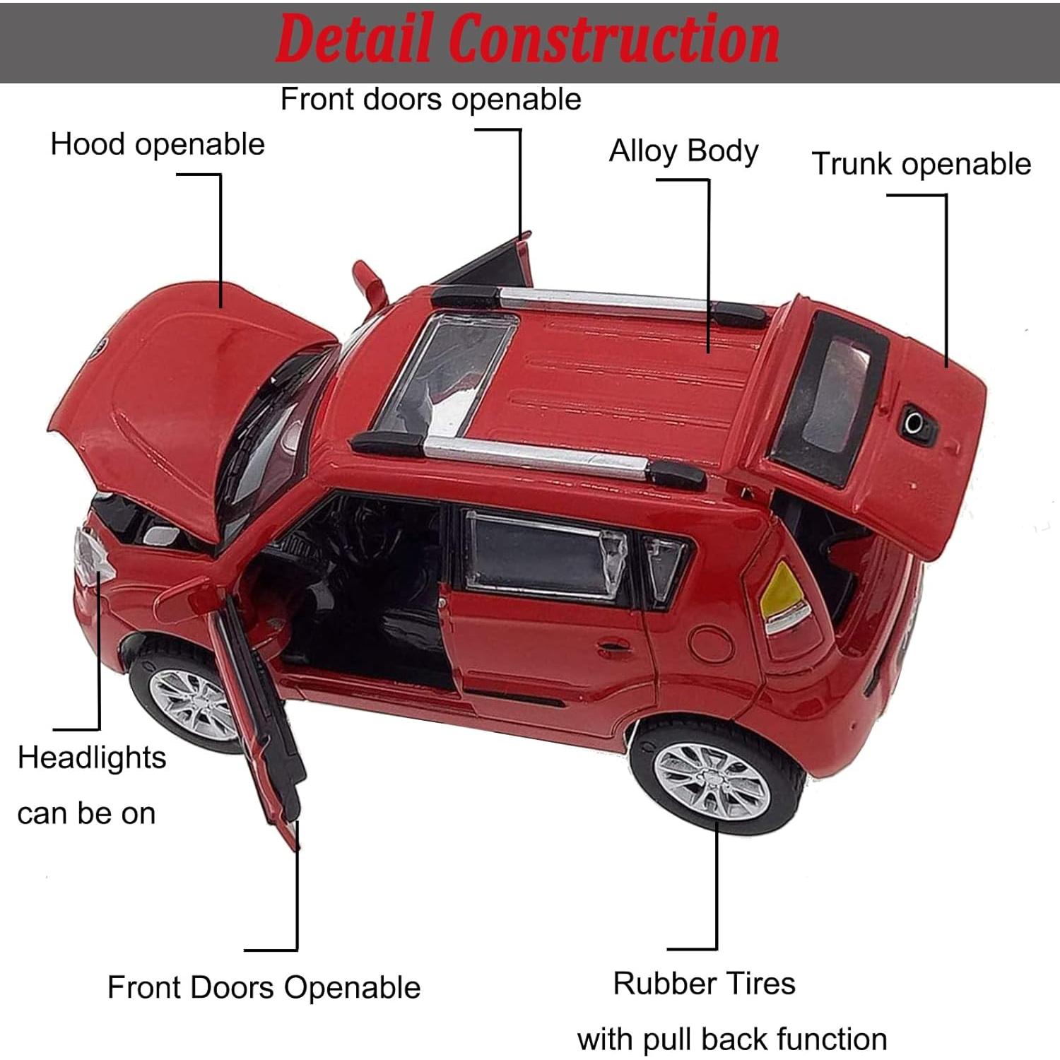 Coche de Juguete Diecast KIA Soul Rojo 1:32 con Sonido y Luz