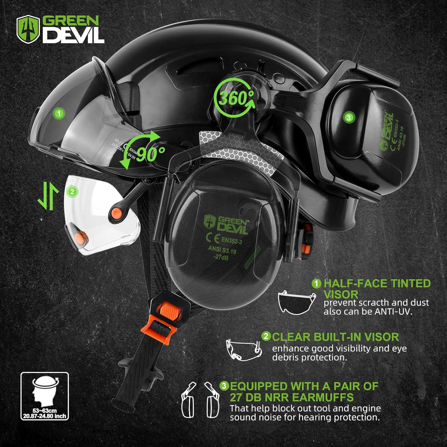 Casco de Seguridad GREEN DEVIL Mervex Vent con Visera y Audífonos