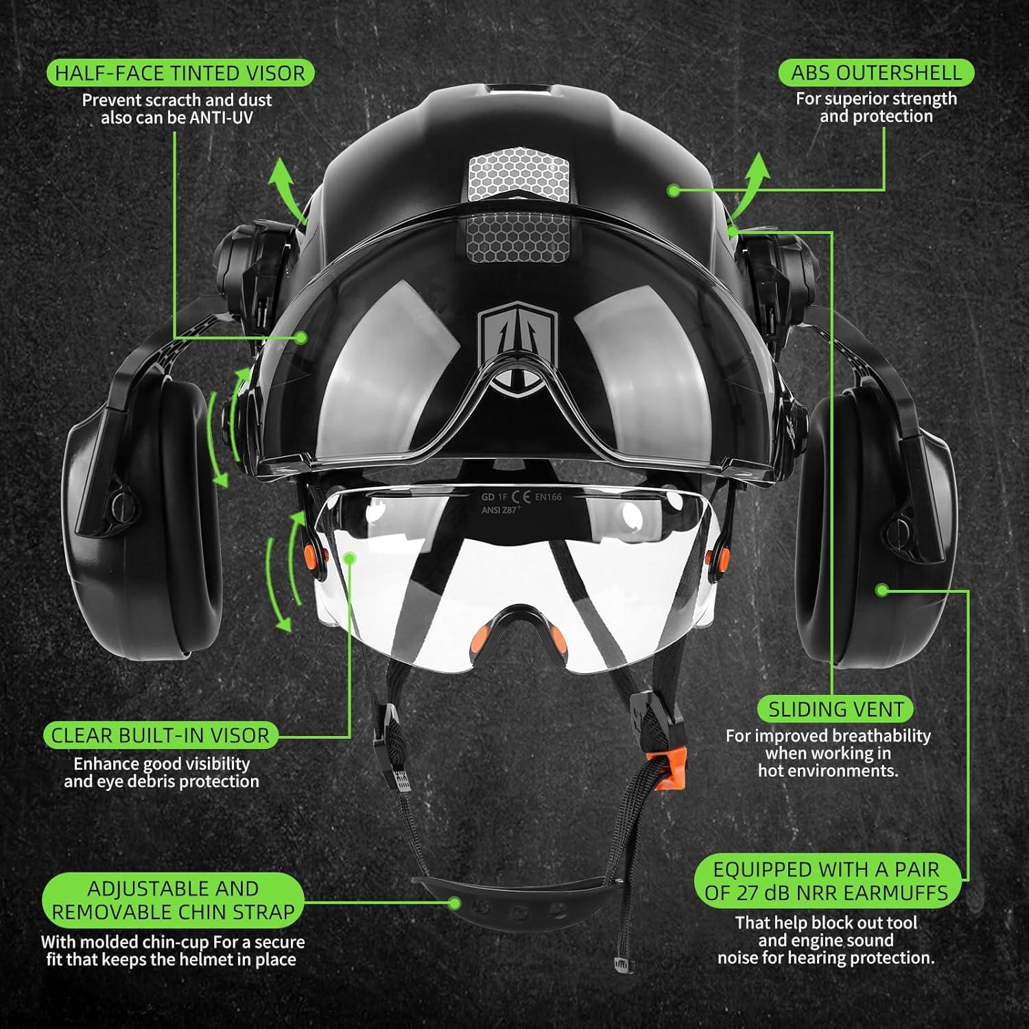 Casco de Seguridad GREEN DEVIL Mervex Vent con Visera y Audífonos