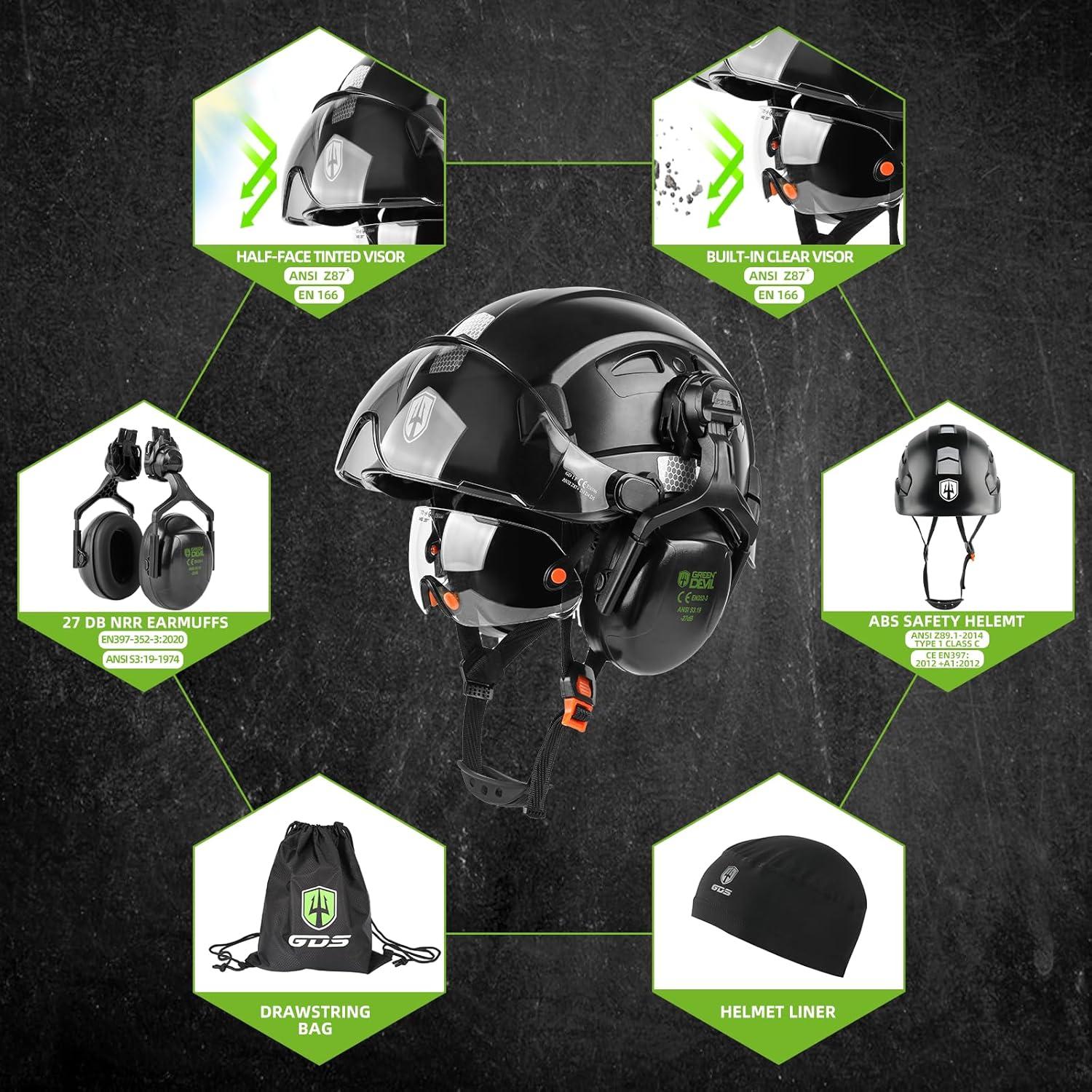 Casco de Seguridad GREEN DEVIL Mervex Vent con Visera y Audífonos
