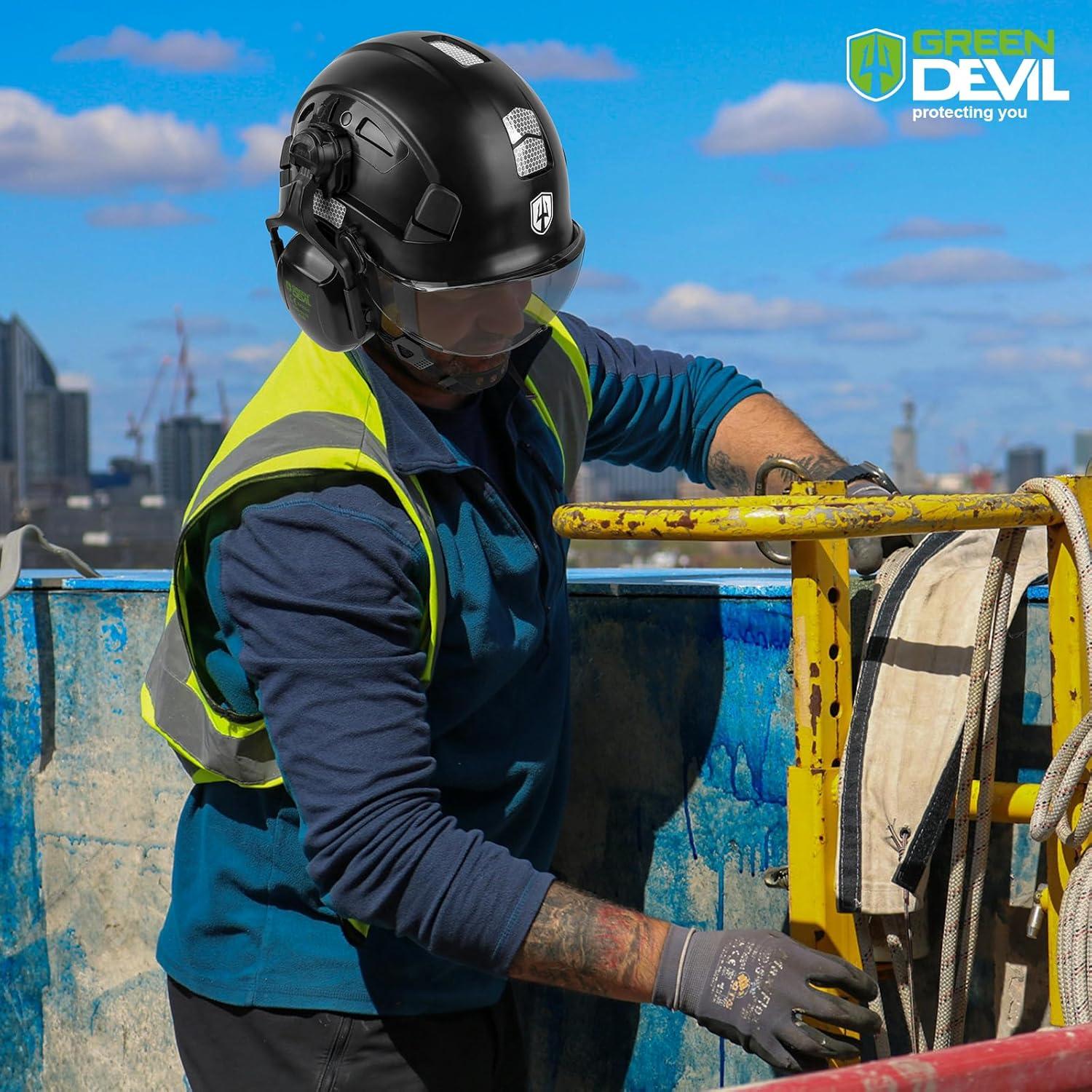 Casco de Seguridad GREEN DEVIL Mervex Vent con Visera y Audífonos