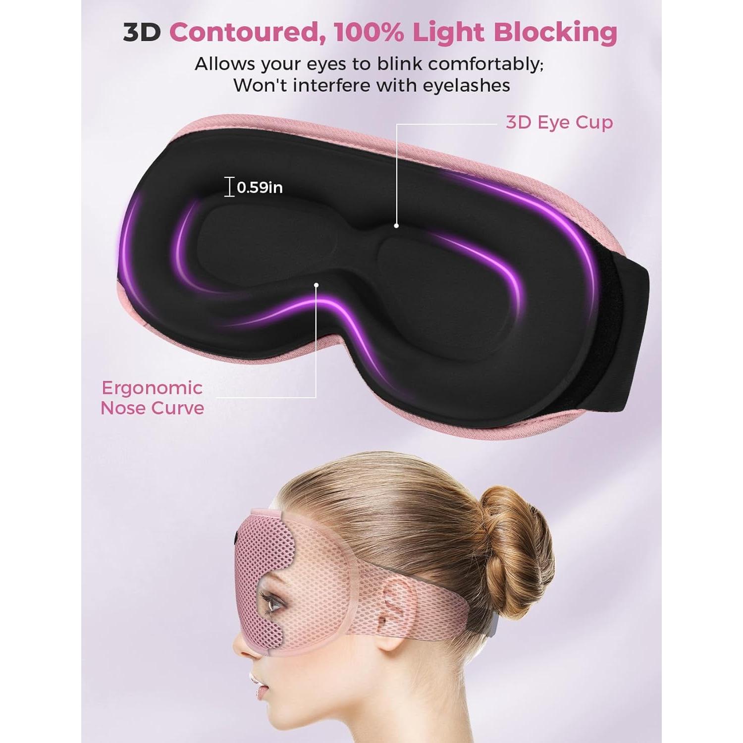 Máscara para dormir Bluetooth Mixiba 3D Rosa con altavoces