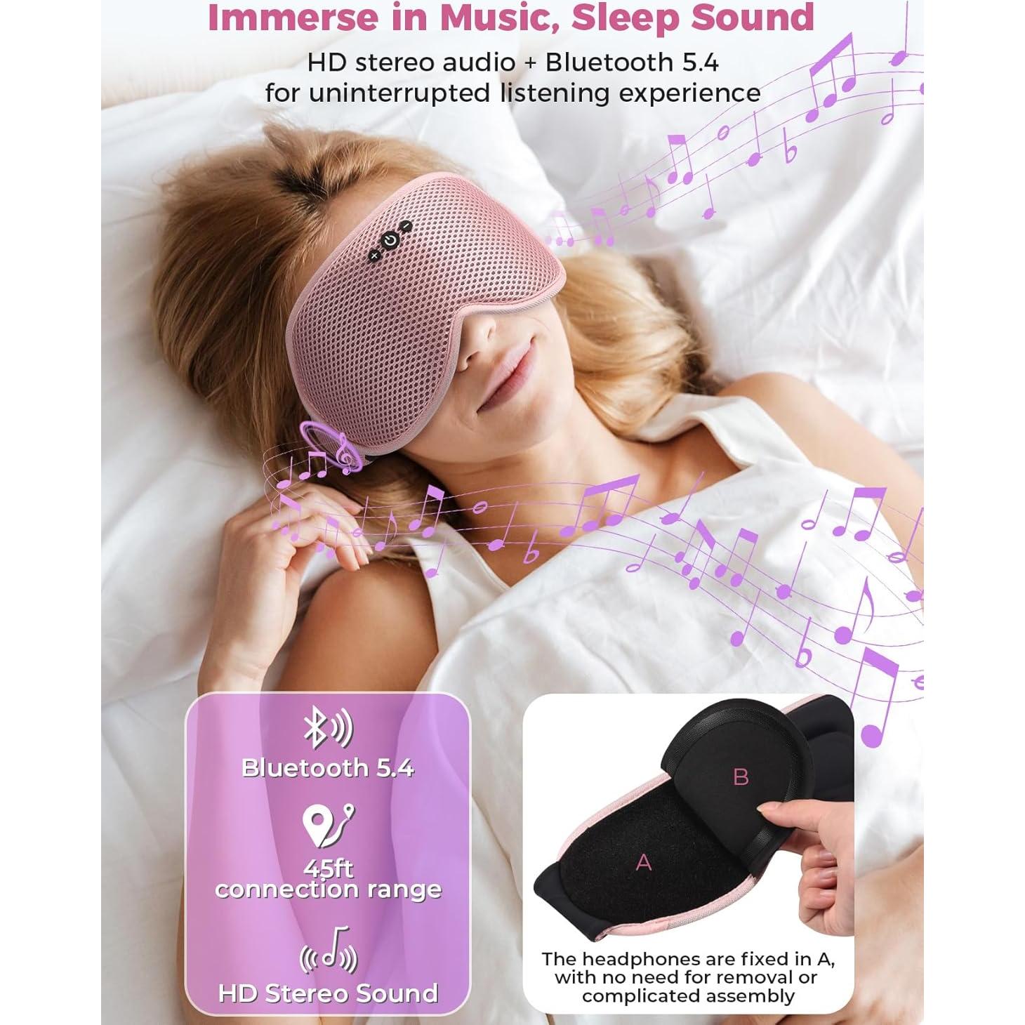 Máscara para dormir Bluetooth Mixiba 3D Rosa con altavoces