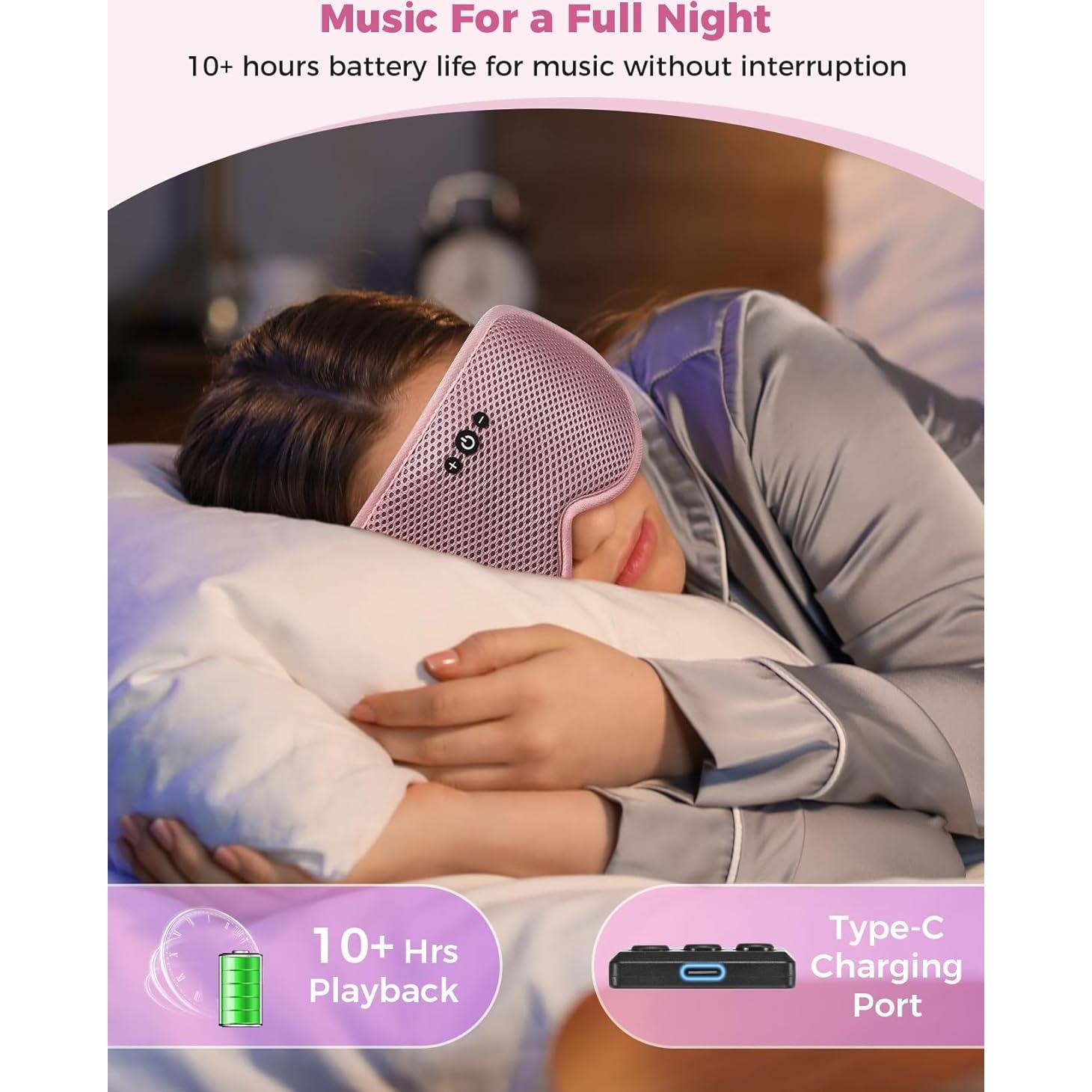 Máscara para dormir Bluetooth Mixiba 3D Rosa con altavoces