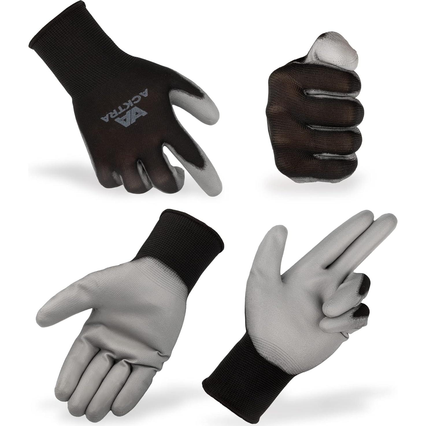 Guantes de Trabajo ACKTRA PU Ultra Delgados 12 Pares X-Grande