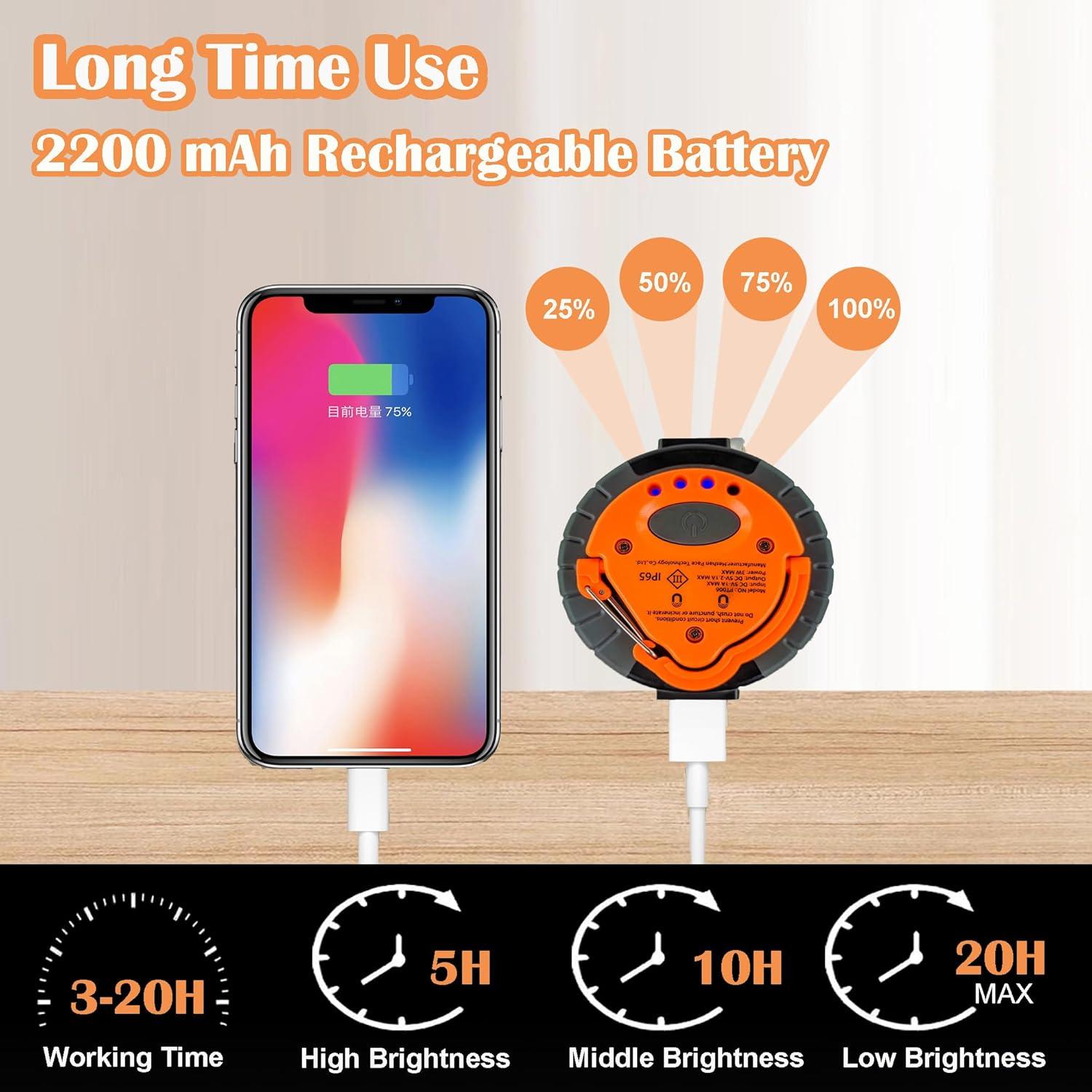 Linterna LED de Camping LIT-PaTH Recargable 2200 mAh Naranja