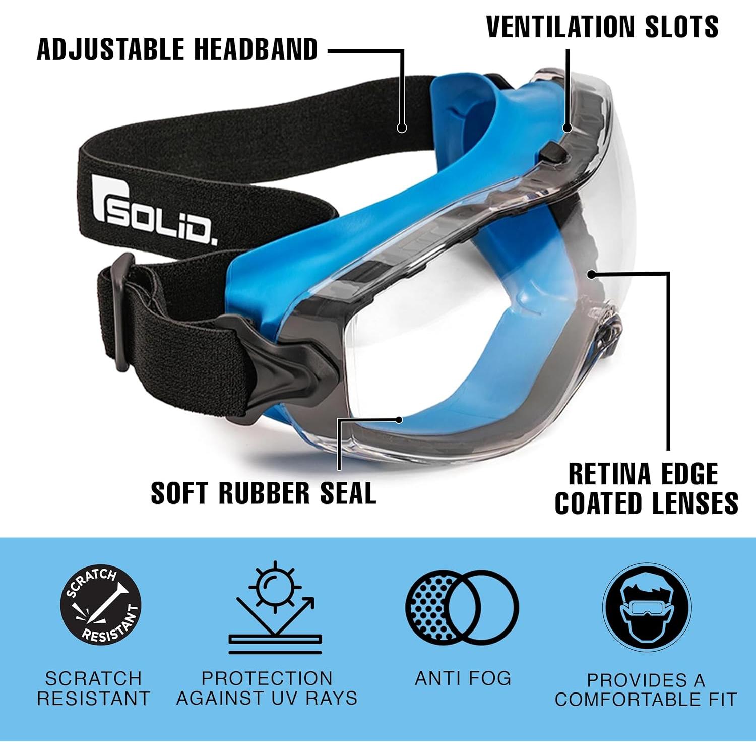 Gafas de Seguridad SolidWork Anti-Niebla Lente Transparente
