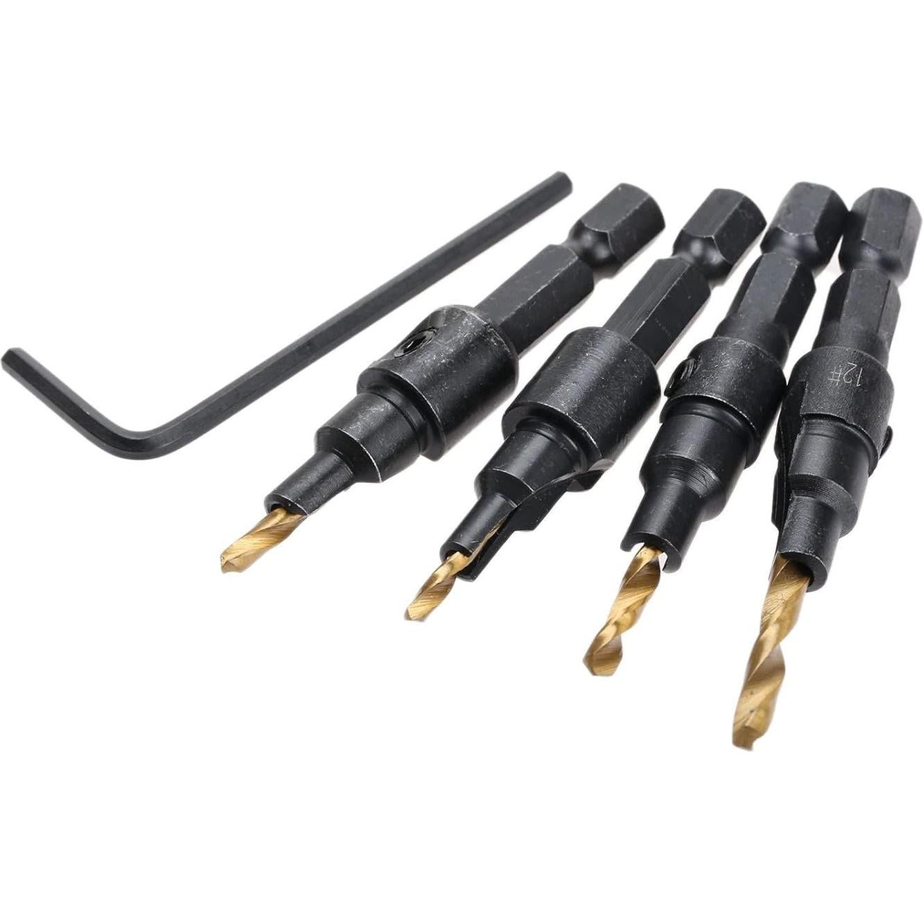 Juego de Brocas de Avellanado Muxsam 4 Piezas HSS Oro