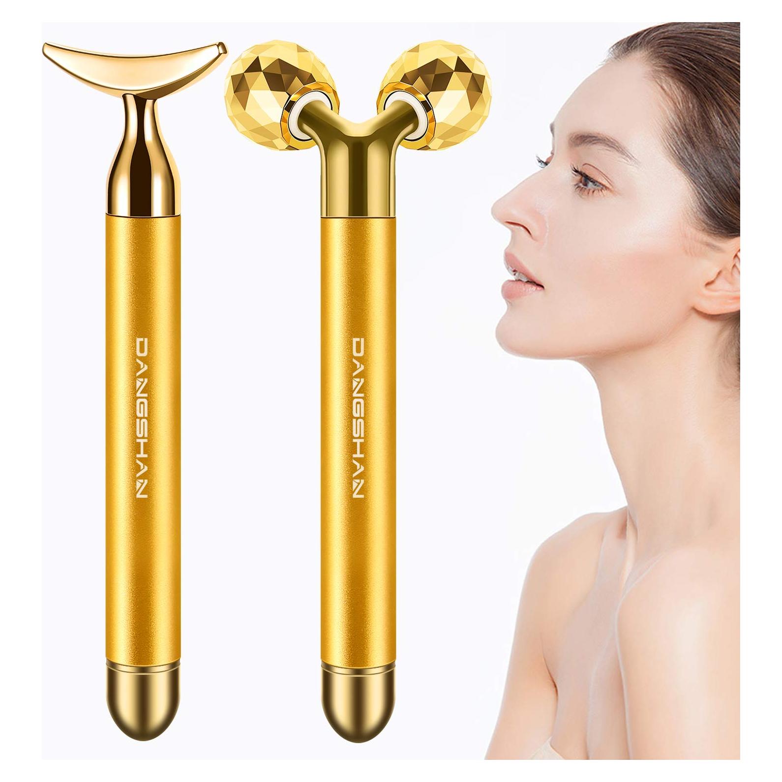 Rodillo de Masaje Facial 2-en-1 DANGSHAN Dorado 19.3x10.7cm