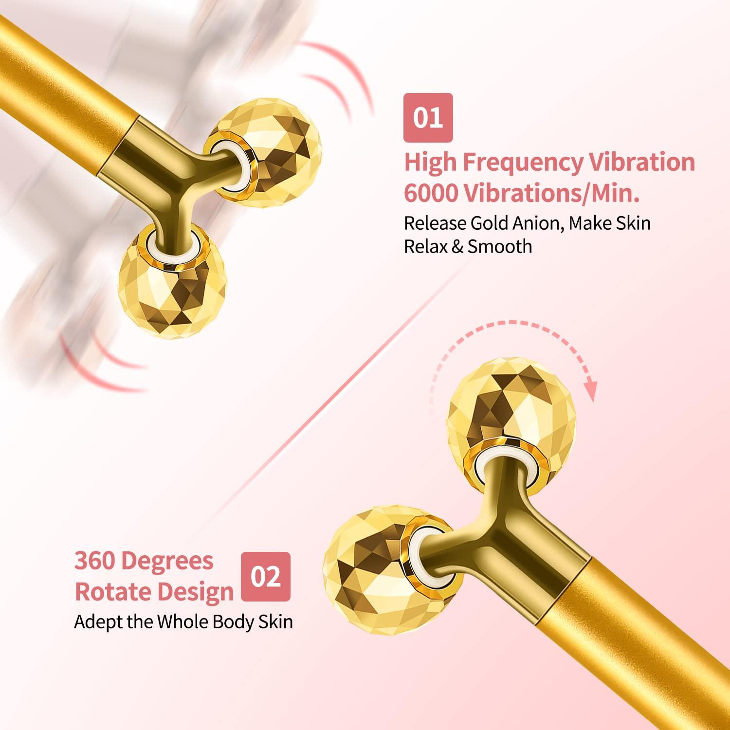 Rodillo de Masaje Facial 2-en-1 DANGSHAN Dorado 19.3x10.7cm