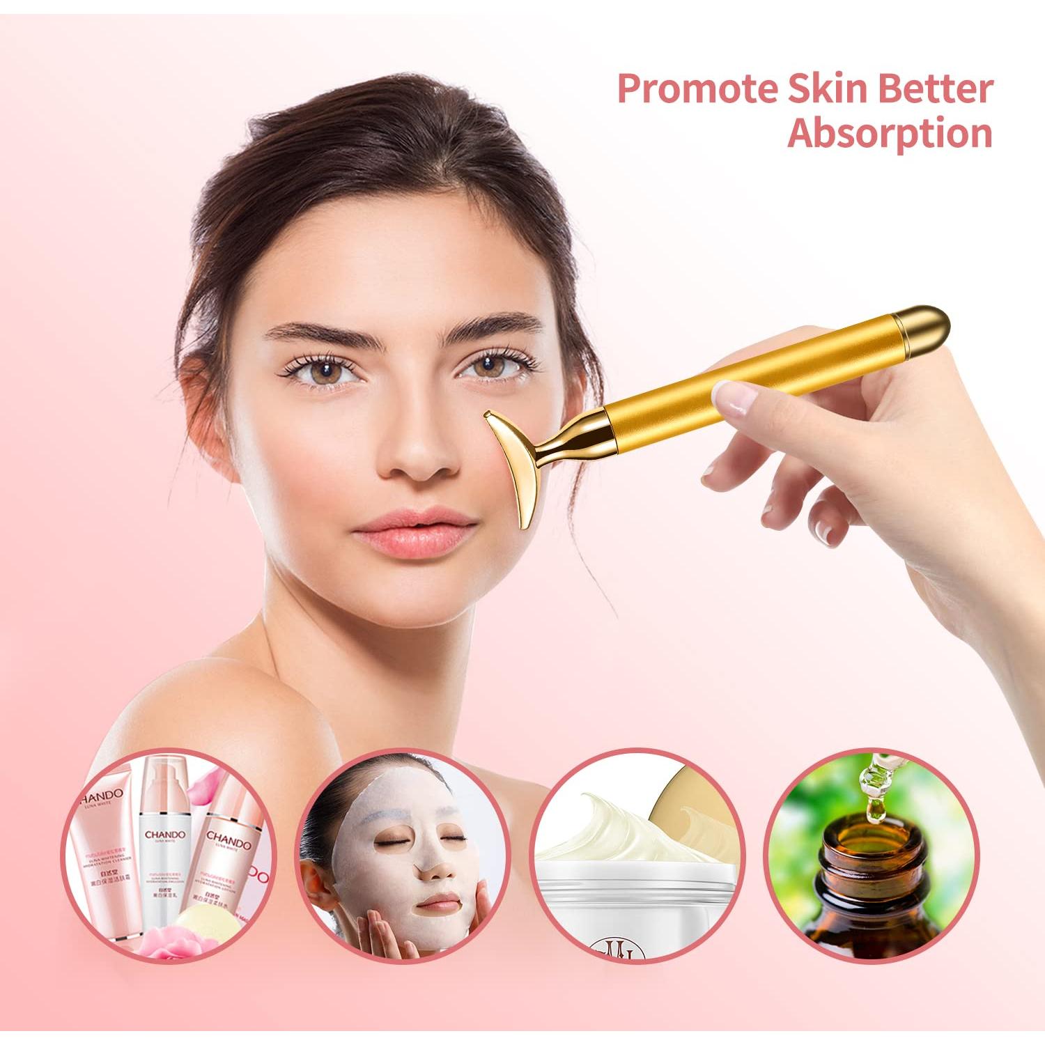 Rodillo de Masaje Facial 2-en-1 DANGSHAN Dorado 19.3x10.7cm