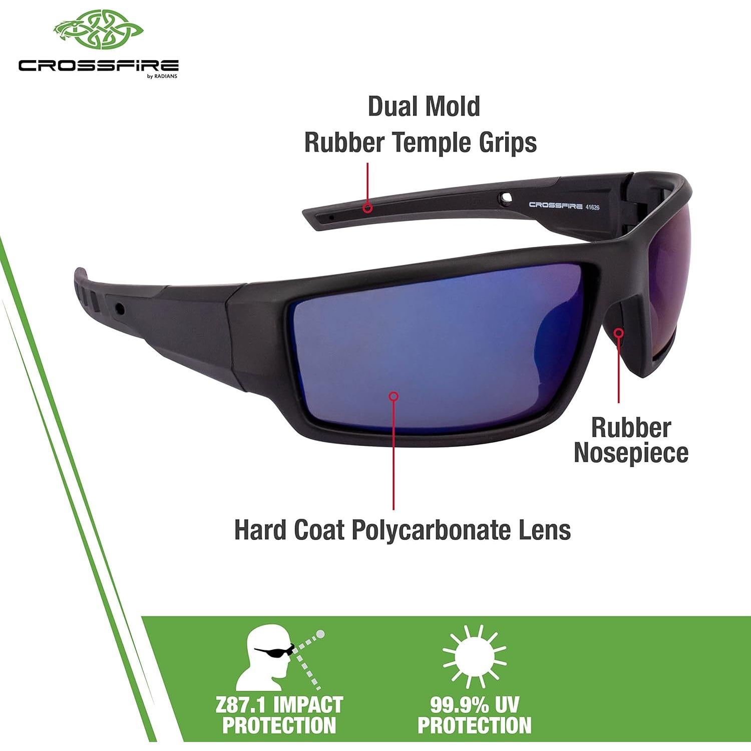 Gafas de Seguridad Crossfire Cumulus Negro Mate Espejo Azul