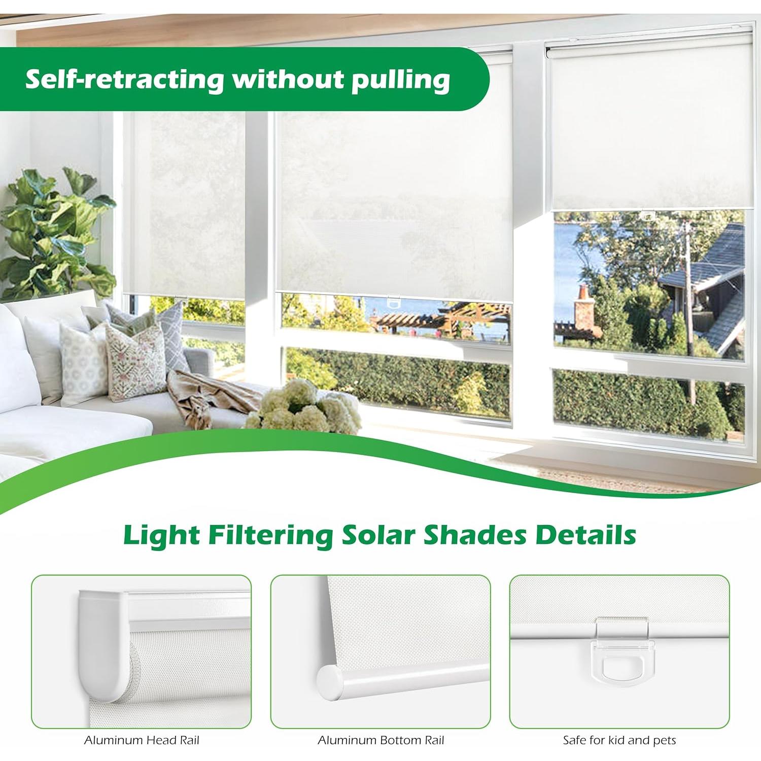 Cortina Roller Sin Cuerda LazBlinds 50.8x182.8cm Beige UV