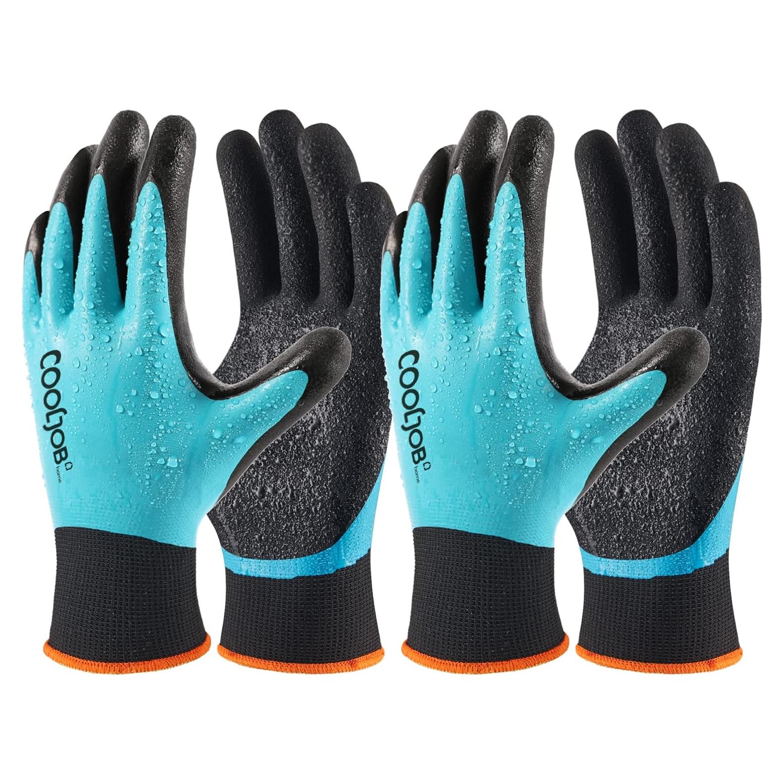 Guantes de Jardinería COOLJOB Impermeables Talla Grande 2 Pares