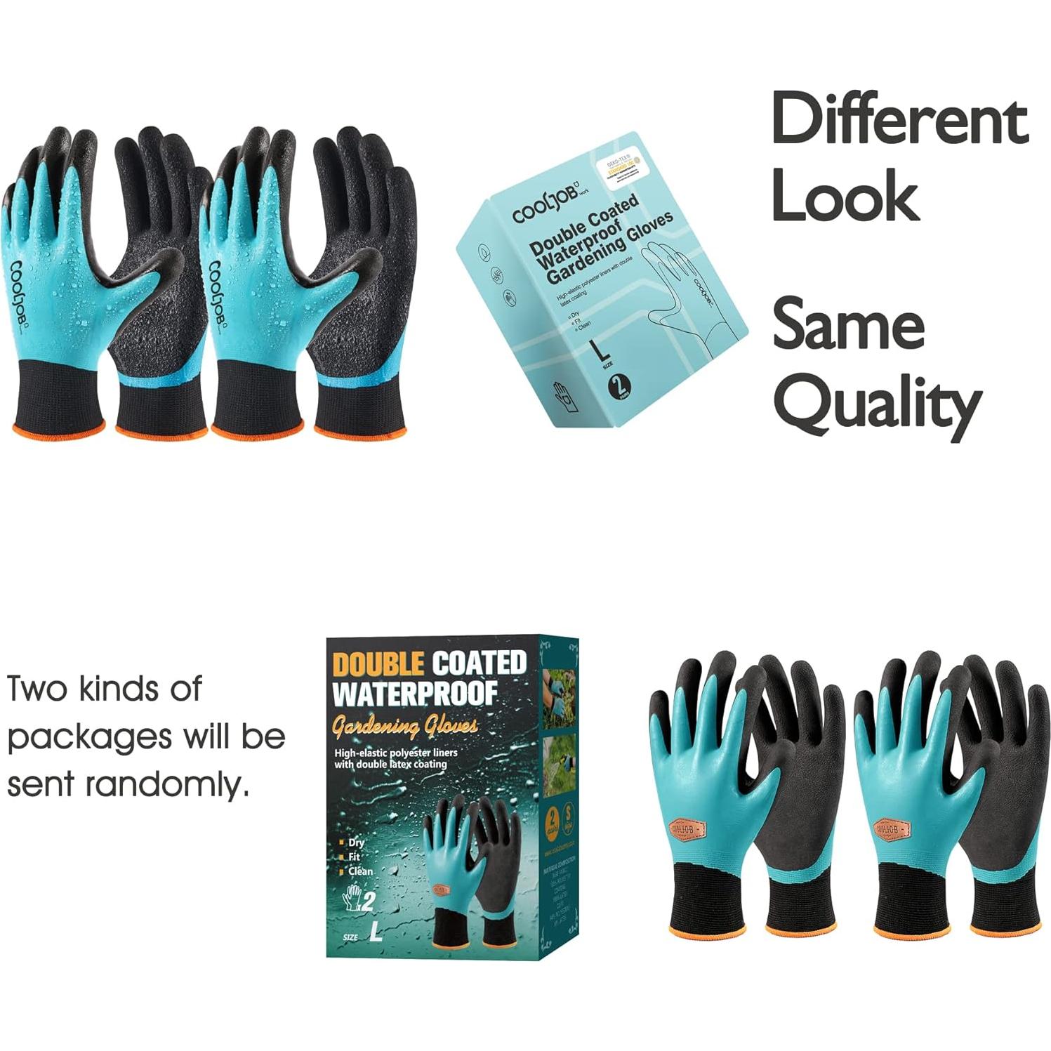 Guantes de Jardinería COOLJOB Impermeables Talla Grande 2 Pares