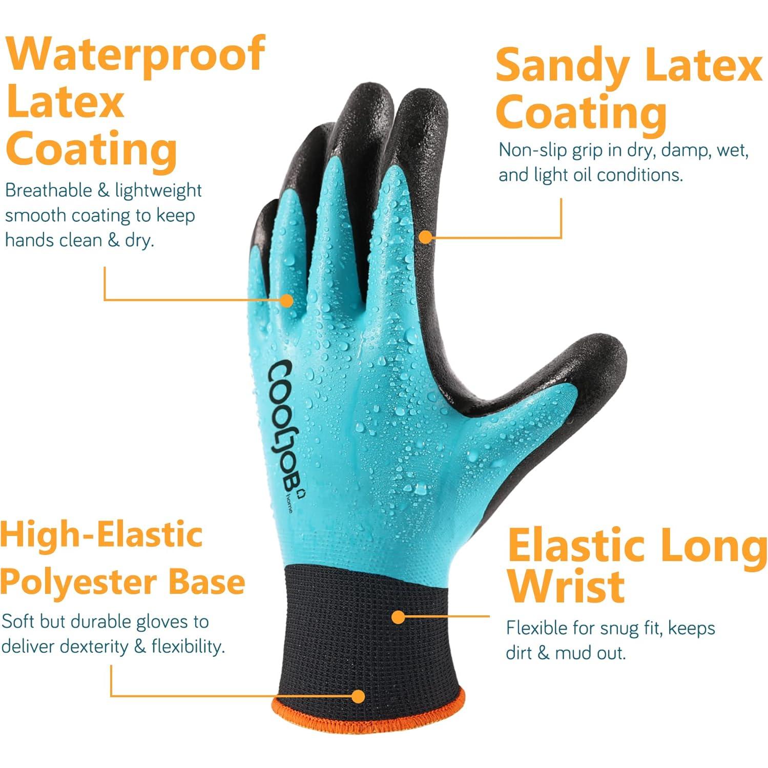 Guantes de Jardinería COOLJOB Impermeables Talla Grande 2 Pares