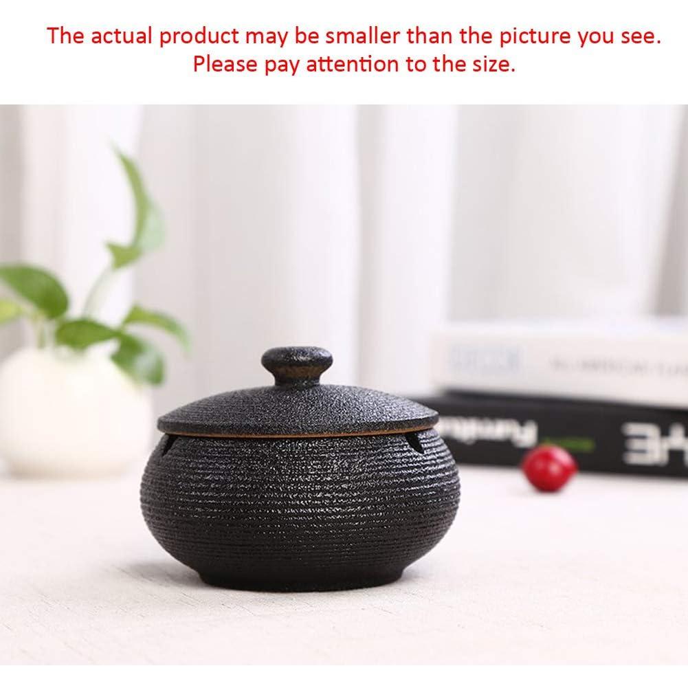 Cenicero de Cerámica Lependor Negro a Prueba de Viento 11.5 cm