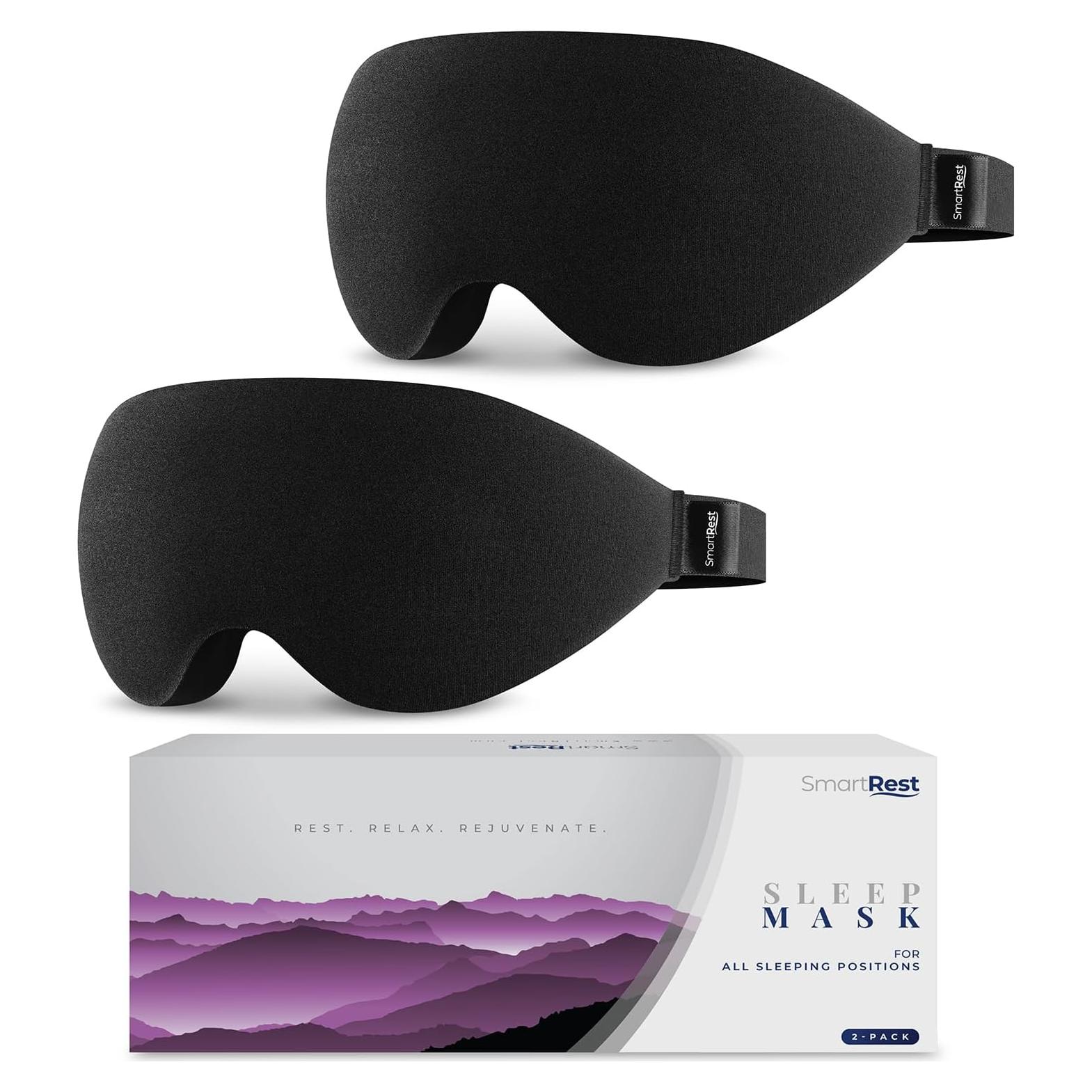 Máscara para dormir SmartRest S1 Negro - 100% opaca, 2 unidades