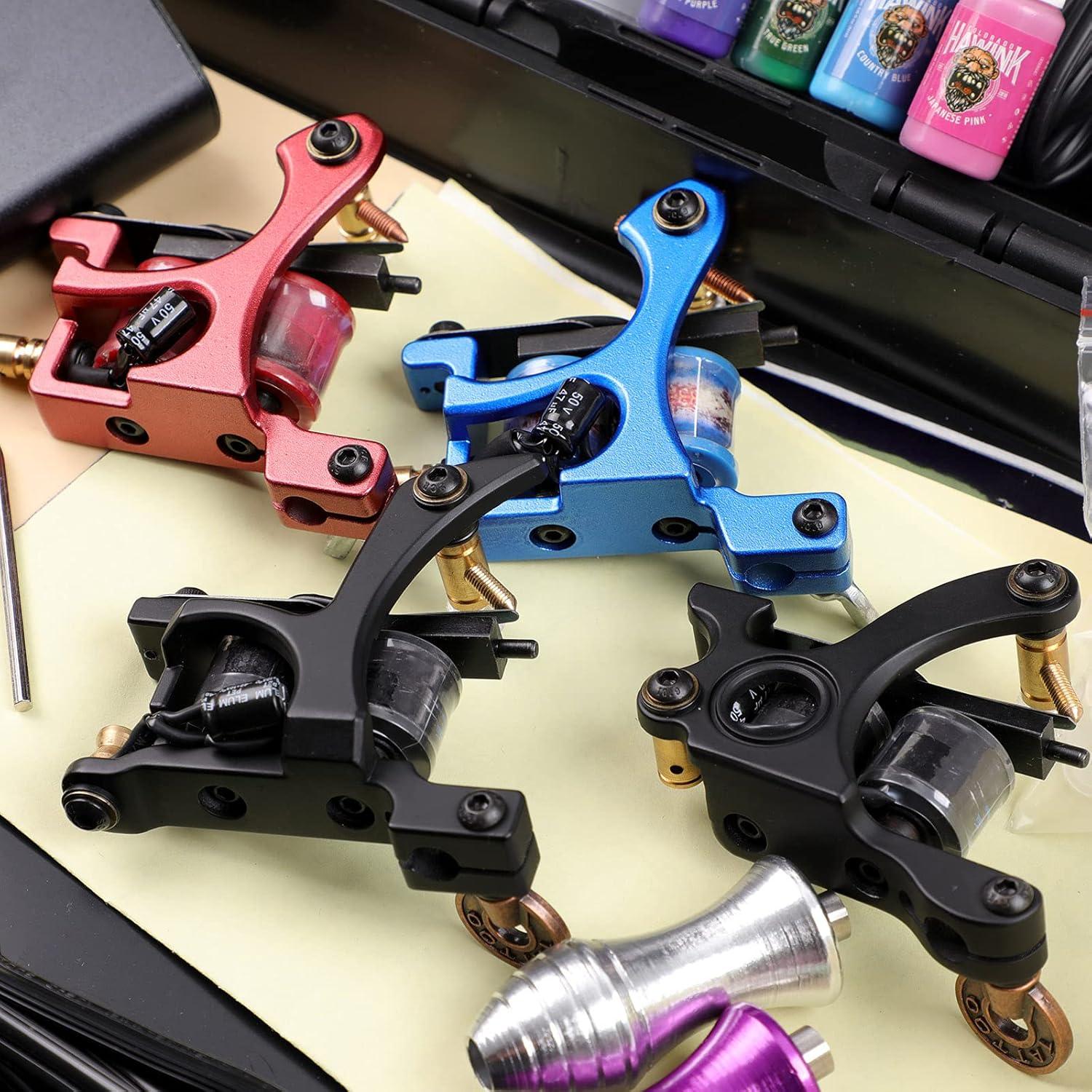 Kit Completo de Tatuaje Hawink 4 Máquinas 14 Tintas y Agujas