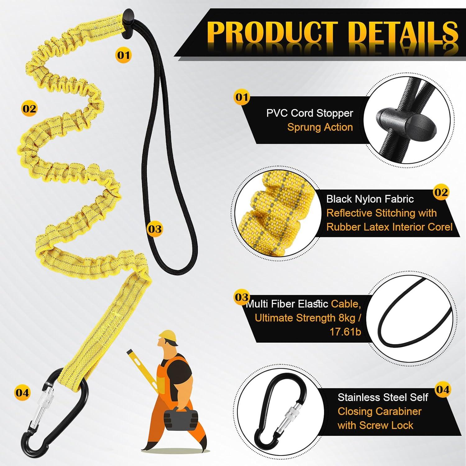 Lanyard de Seguridad LEIFIDE 12 Piezas Ajustable Amarillo