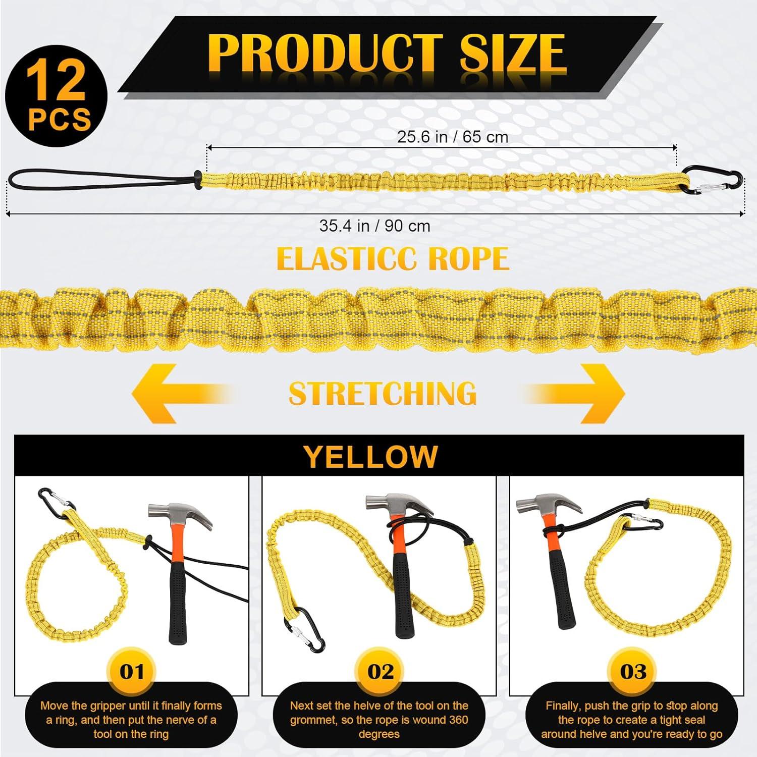 Lanyard de Seguridad LEIFIDE 12 Piezas Ajustable Amarillo