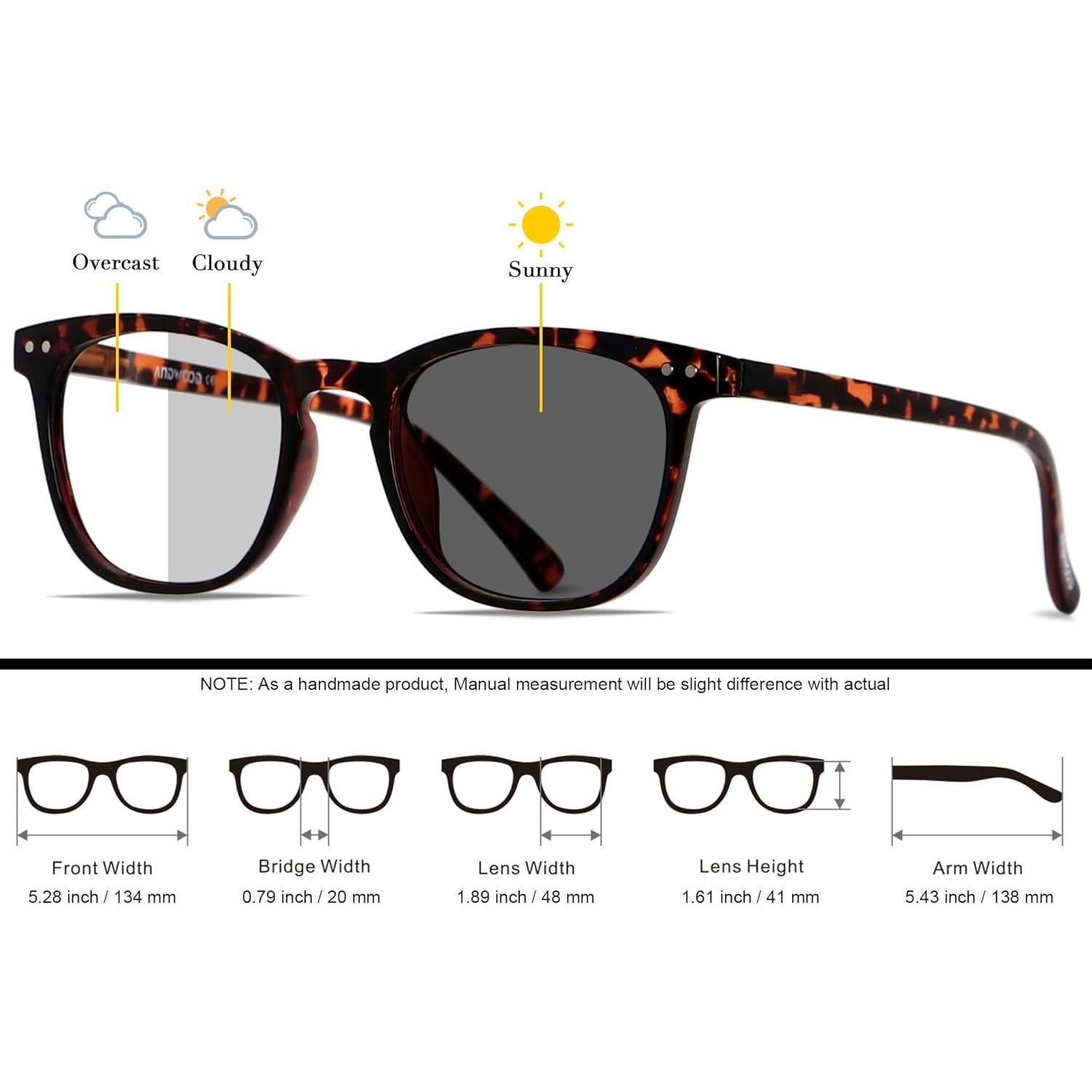 Gafas ANDWOOD fotocromáticas anti-luz azul para adultos