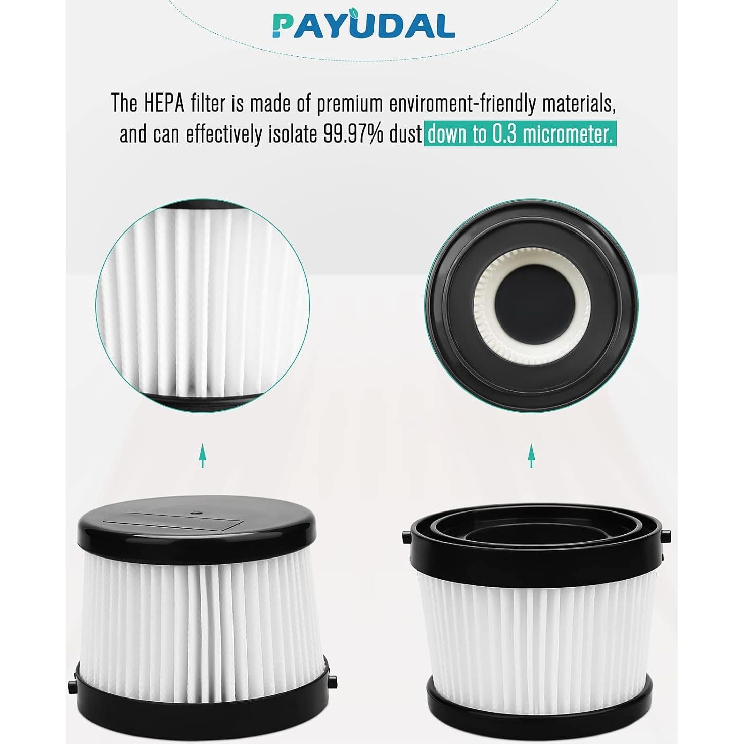 4 Filtros HEPA de Reemplazo PAYUDAL DCV501HB para Aspiradora