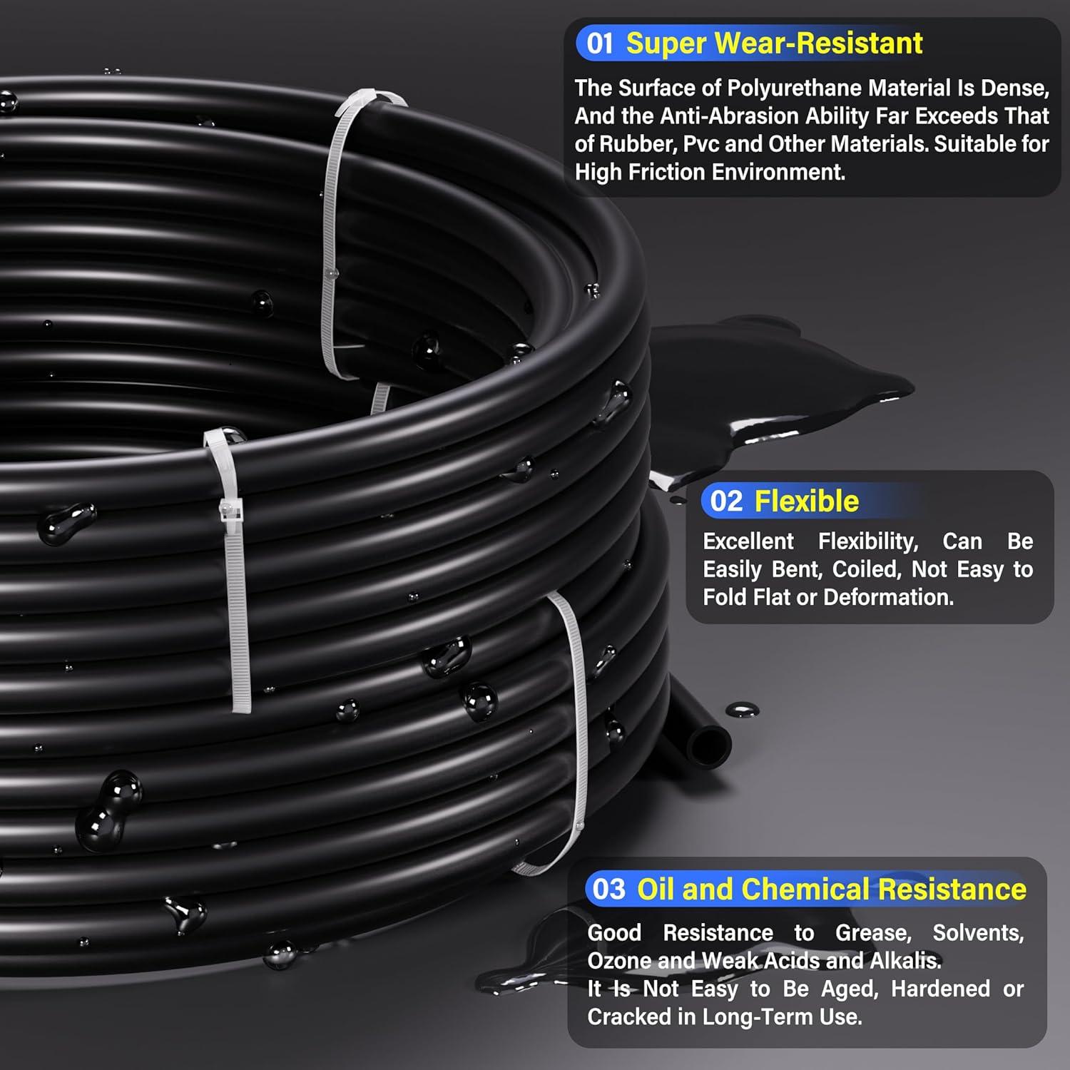 Tubo Neumático TAILONZ 1/4" OD Negro 60 metros