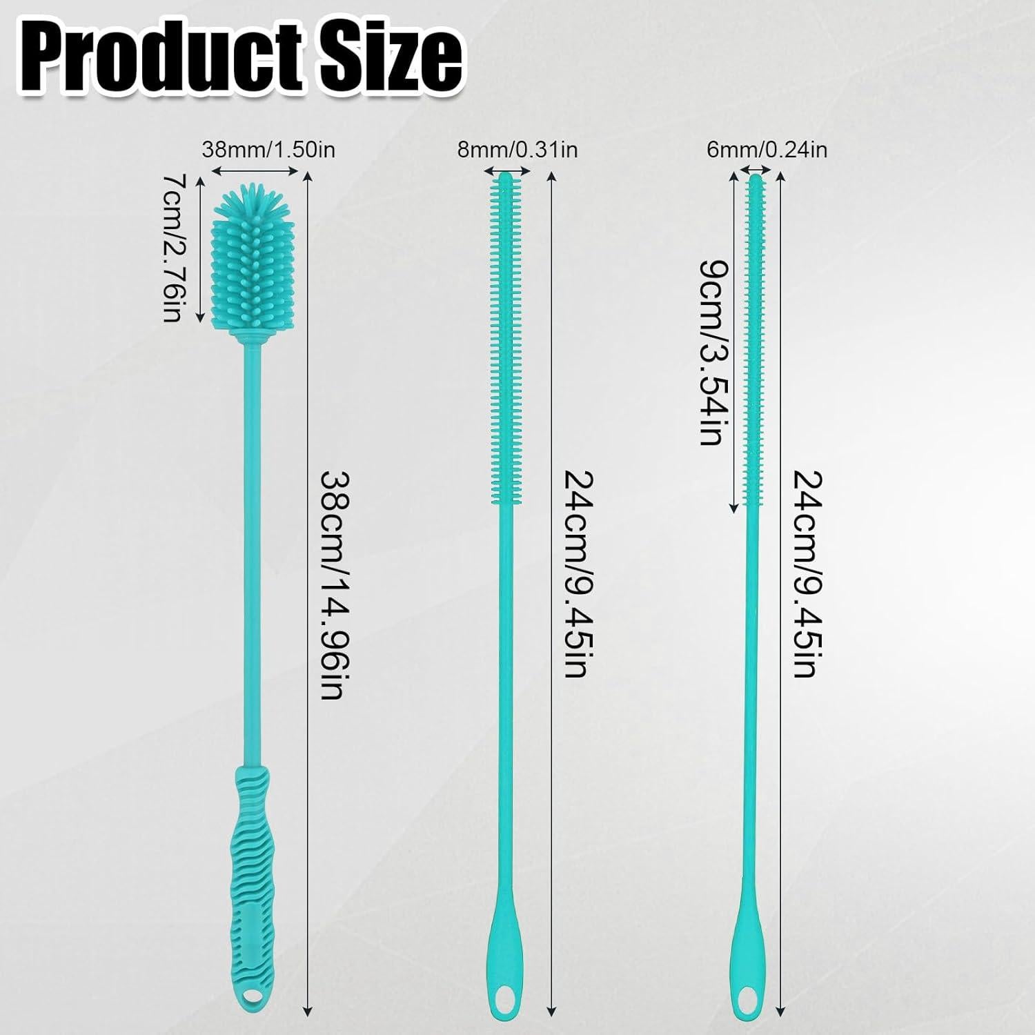 Juego de 3 Cepillos de Silicona PEUTIER para Botellas y Popotes