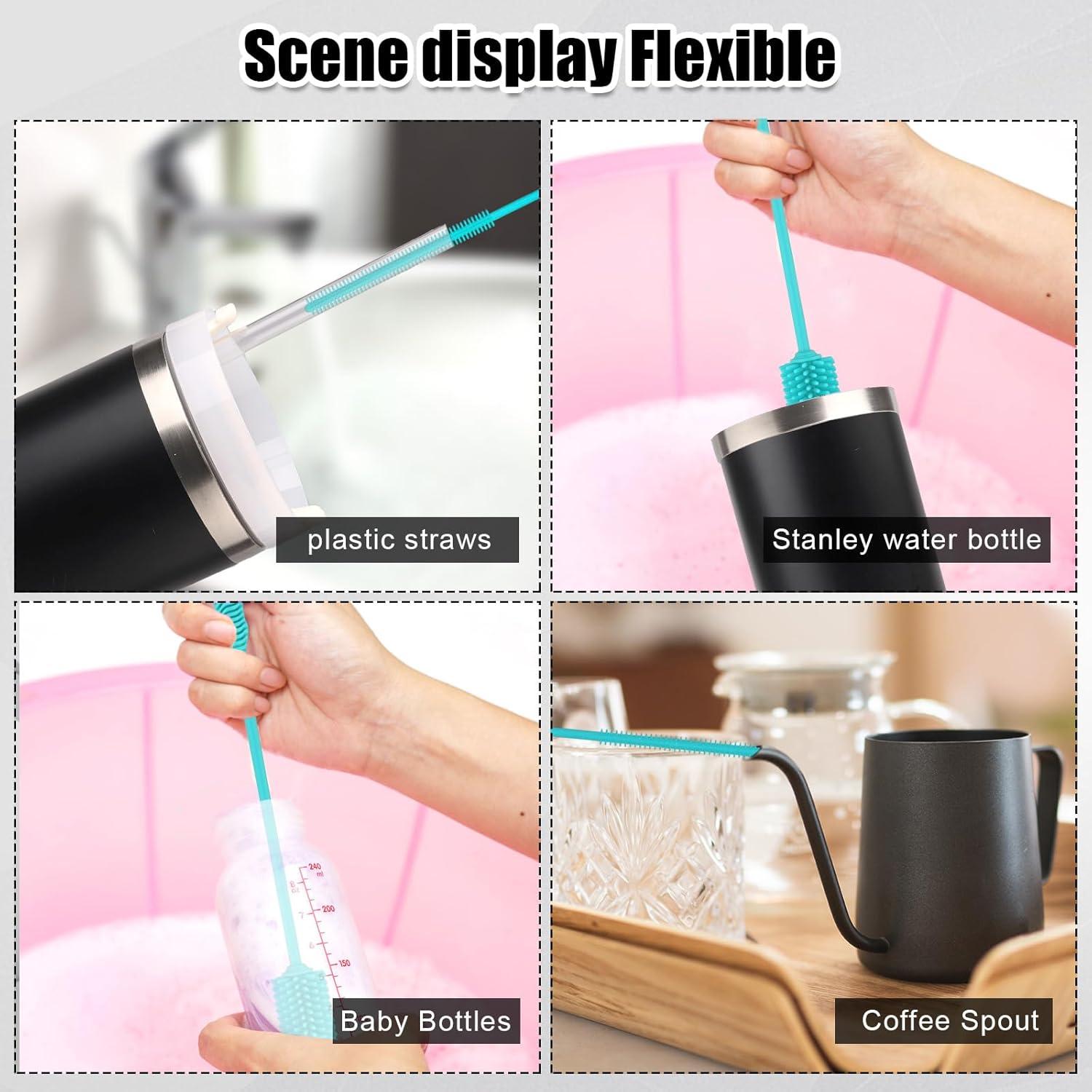 Juego de 3 Cepillos de Silicona PEUTIER para Botellas y Popotes