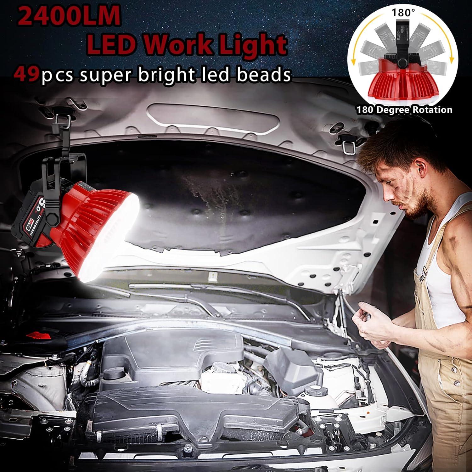 Linterna LED de Camping Adisipsoarin 2400LM 24W para Milwaukee