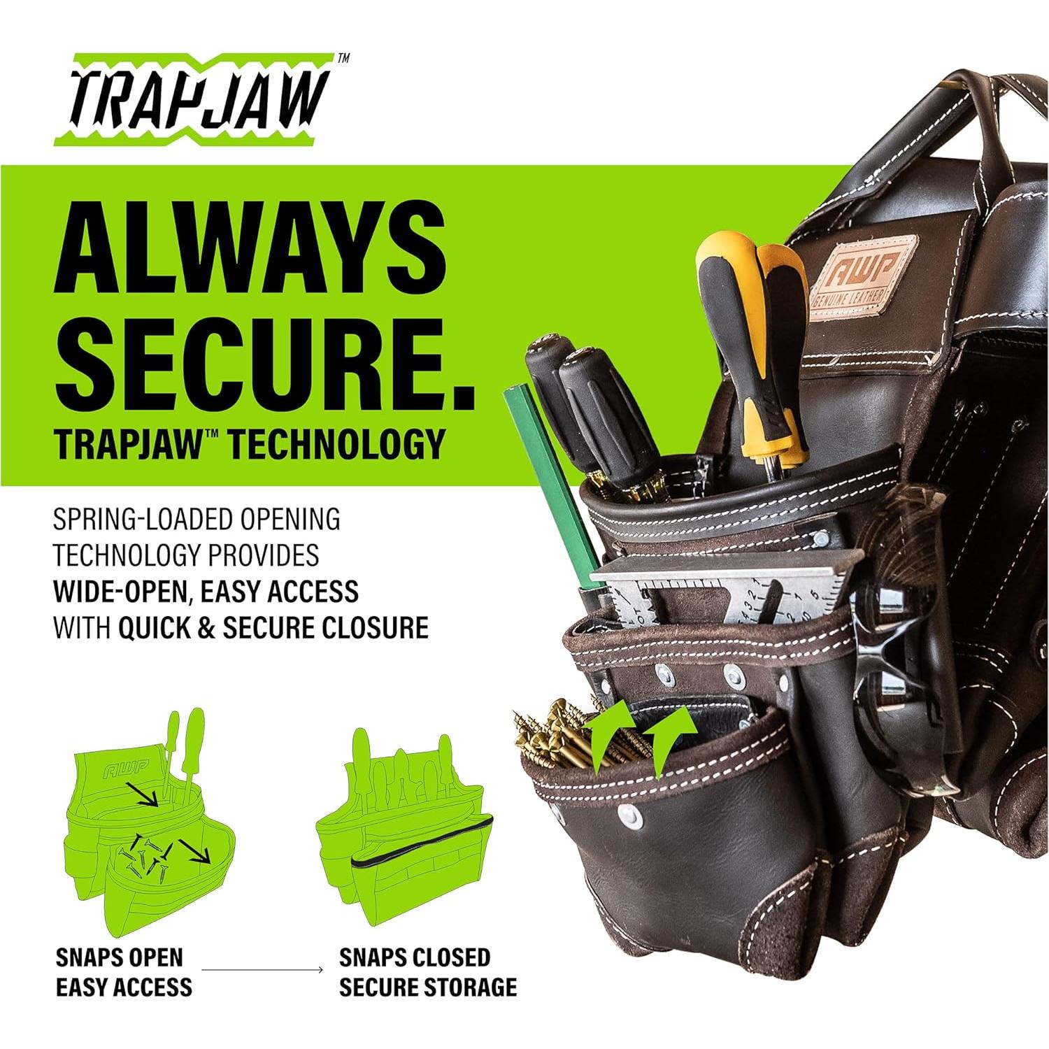 Cinturón de herramientas AWP L-903-1 cuero marrón 18 bolsillos