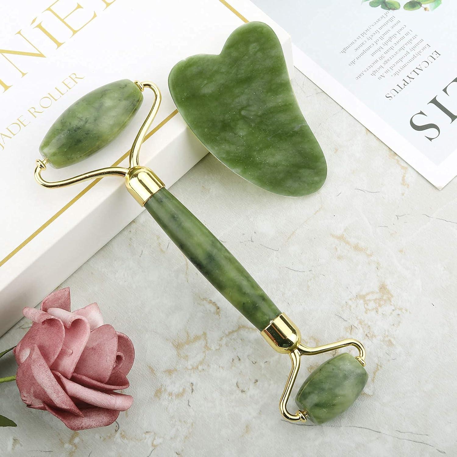 Conjunto Rodillo de Jade y Gua Sha Deciniee - Masaje Facial 2 en 1