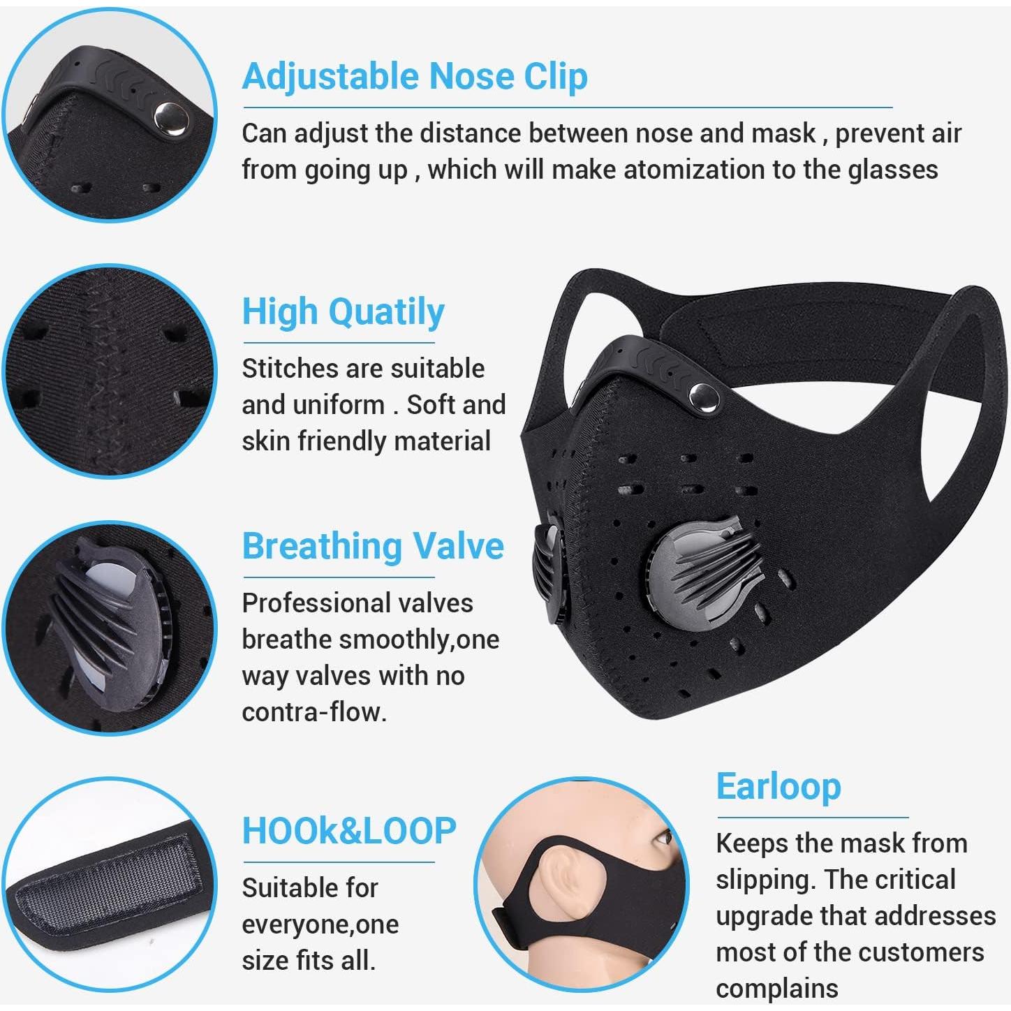 Máscara Facial PISIQI Reutilizable Ajustable para Deportes