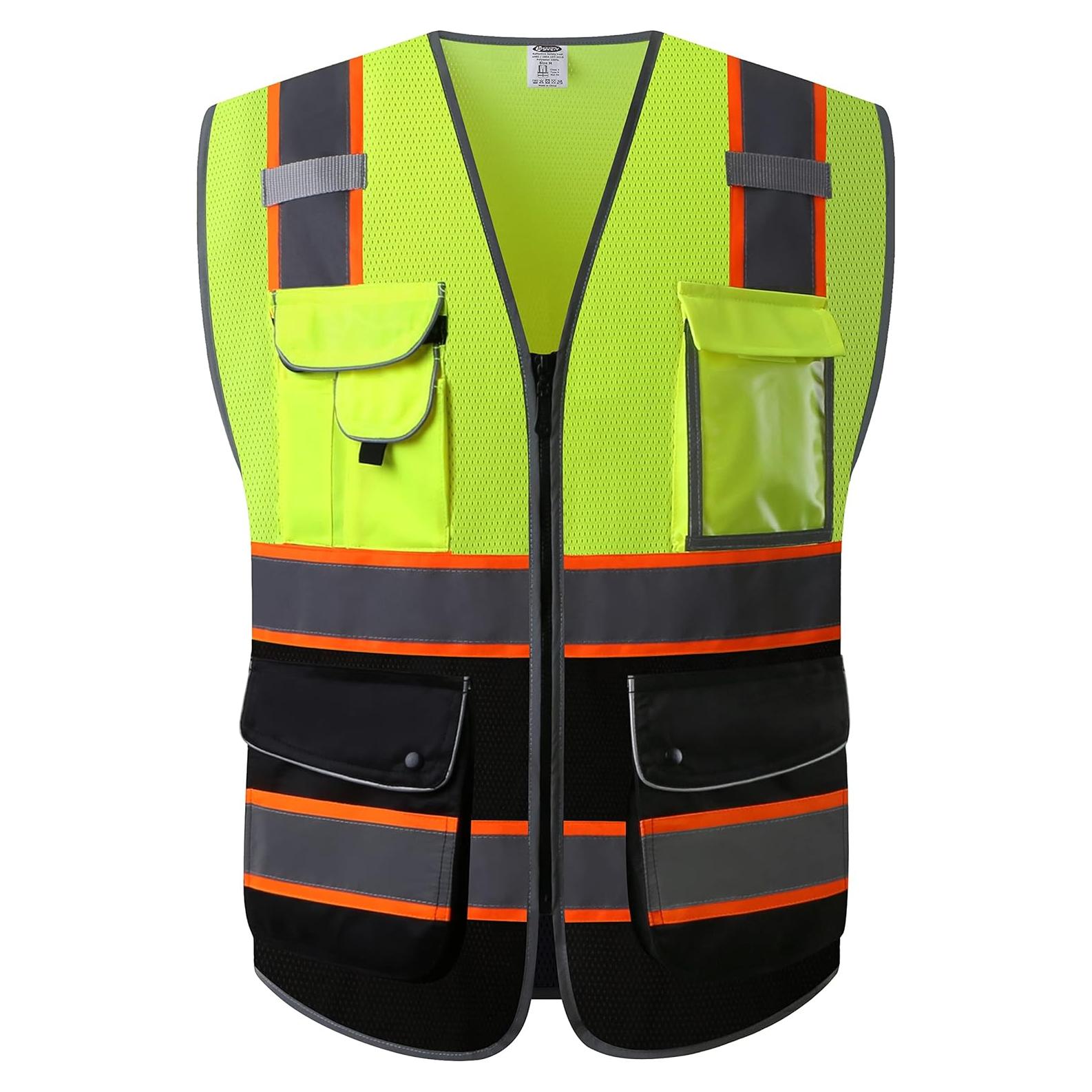 Chaleco de Seguridad JKSafety XL Alta Visibilidad 9 Bolsillos