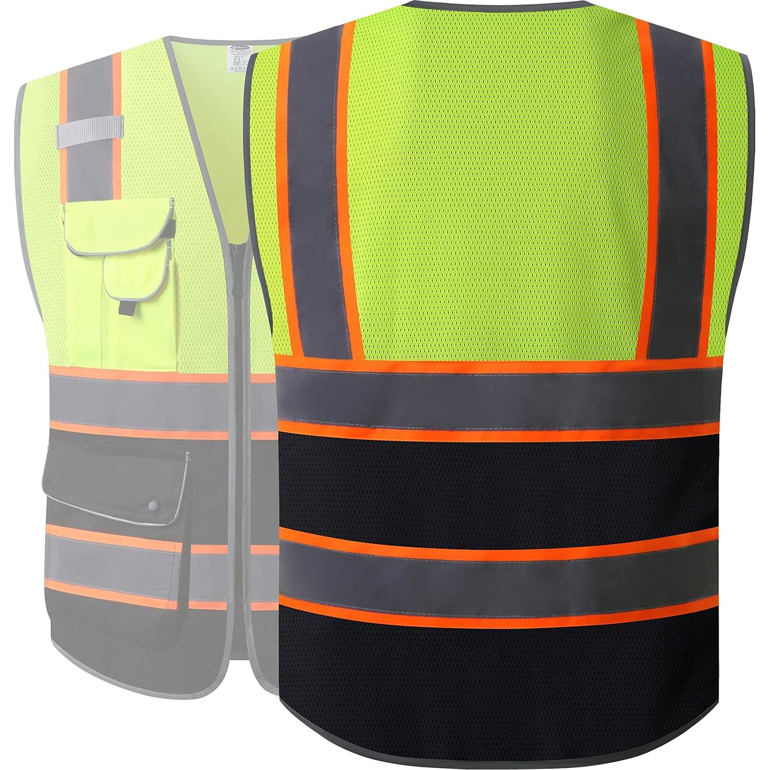 Chaleco de Seguridad JKSafety XL Alta Visibilidad 9 Bolsillos