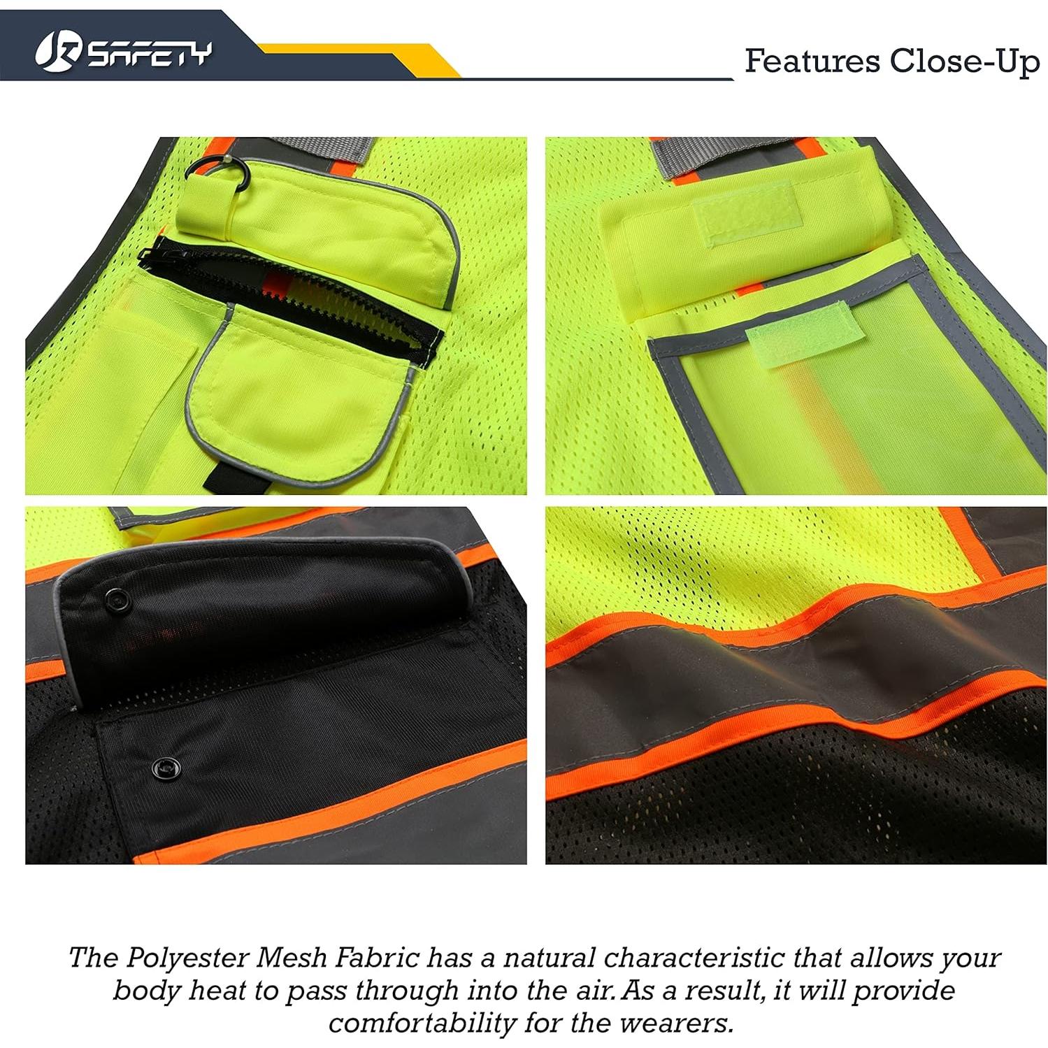 Chaleco de Seguridad JKSafety XL Alta Visibilidad 9 Bolsillos