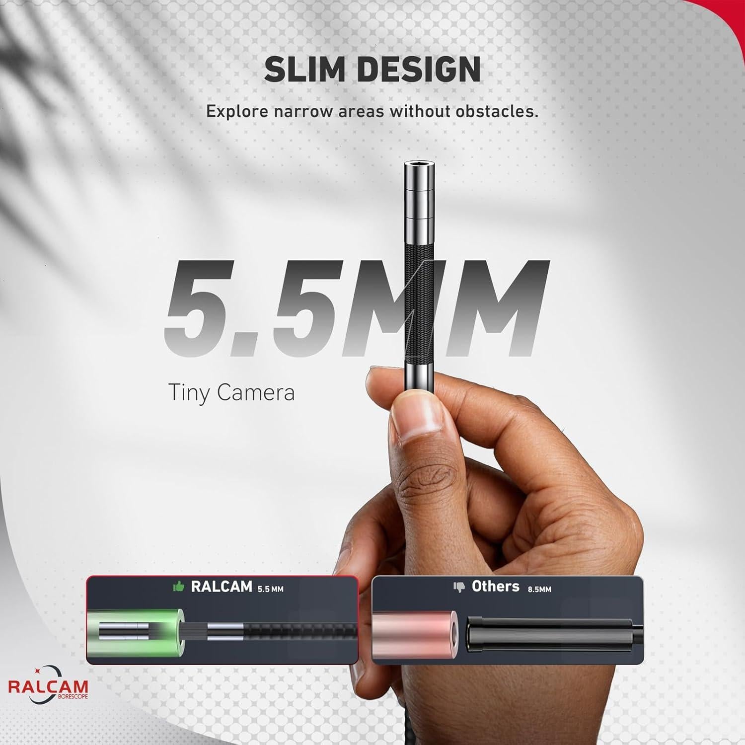 Borescopio Articulado Ralcam 5.5mm con Luz para Inspección