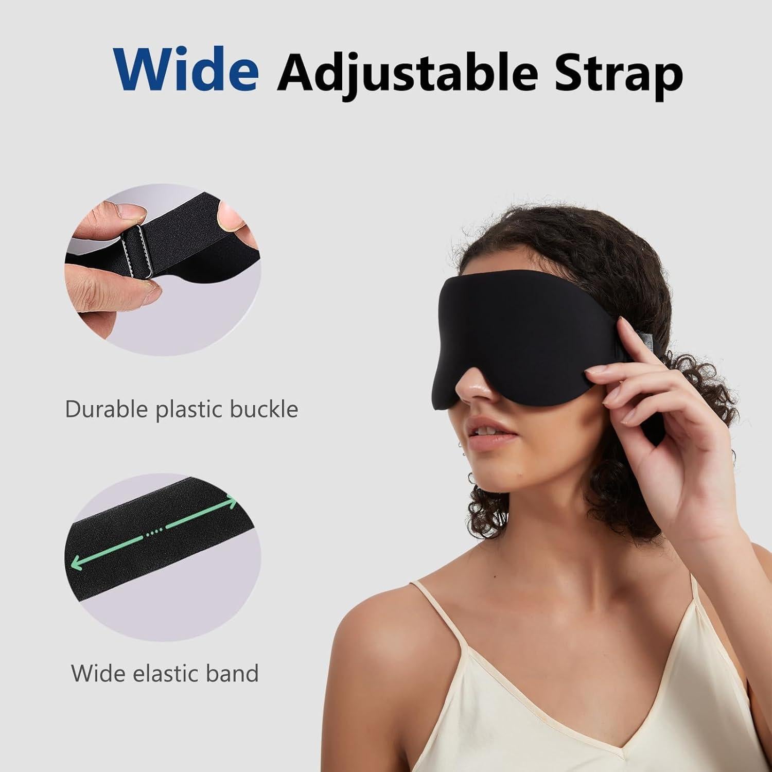 Mascarilla de Sueño Alaska Bear 3D Negra con Tapones para Oídos