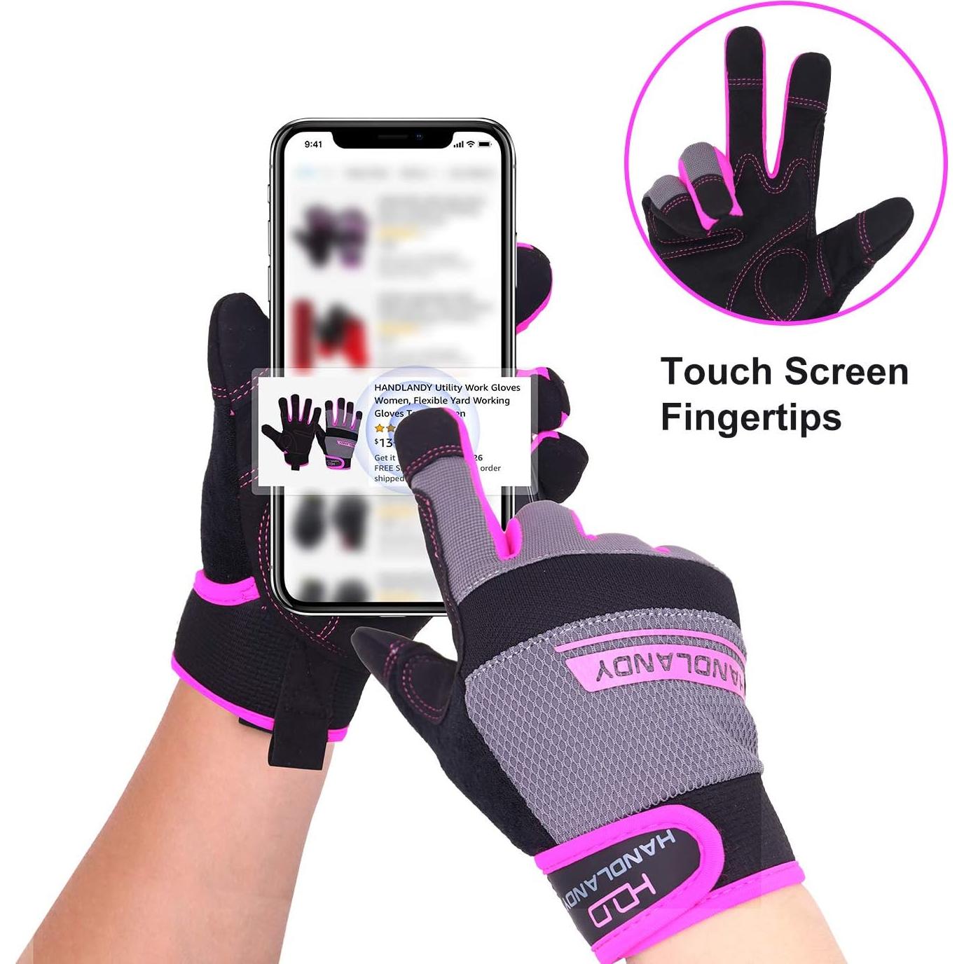 Guantes de Trabajo HLDD HANDLANDY Rosa Táctiles Medianos