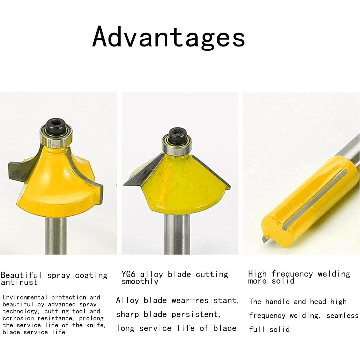 Juego de Brocas de Router 15 Piezas CHCYWJGJ 1/2" Vástago